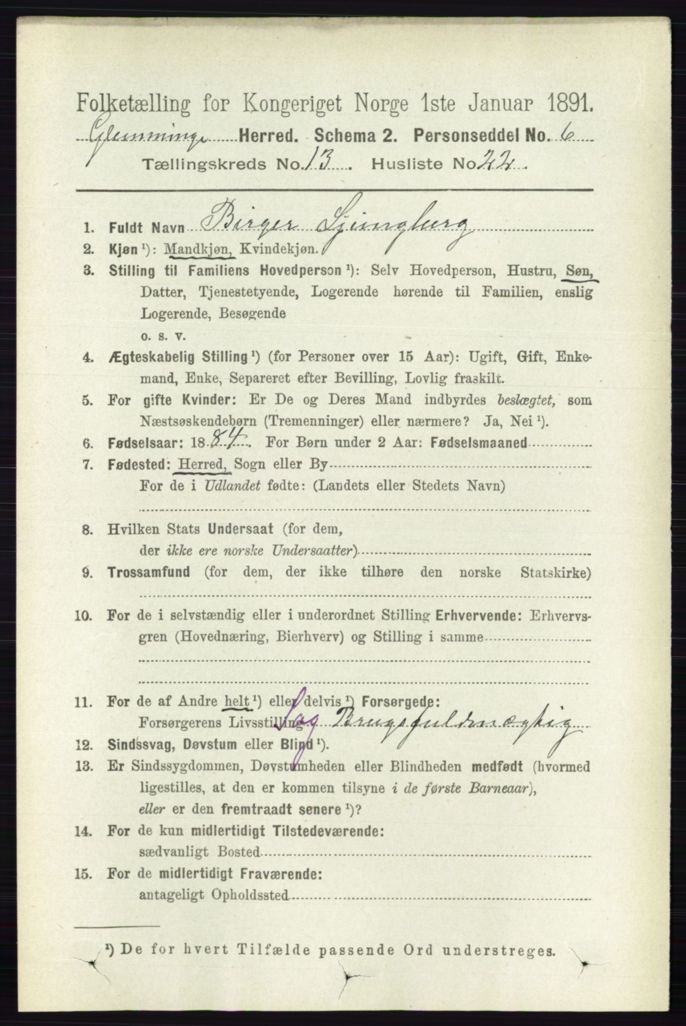 RA, 1891 census for 0132 Glemmen, 1891, p. 11328