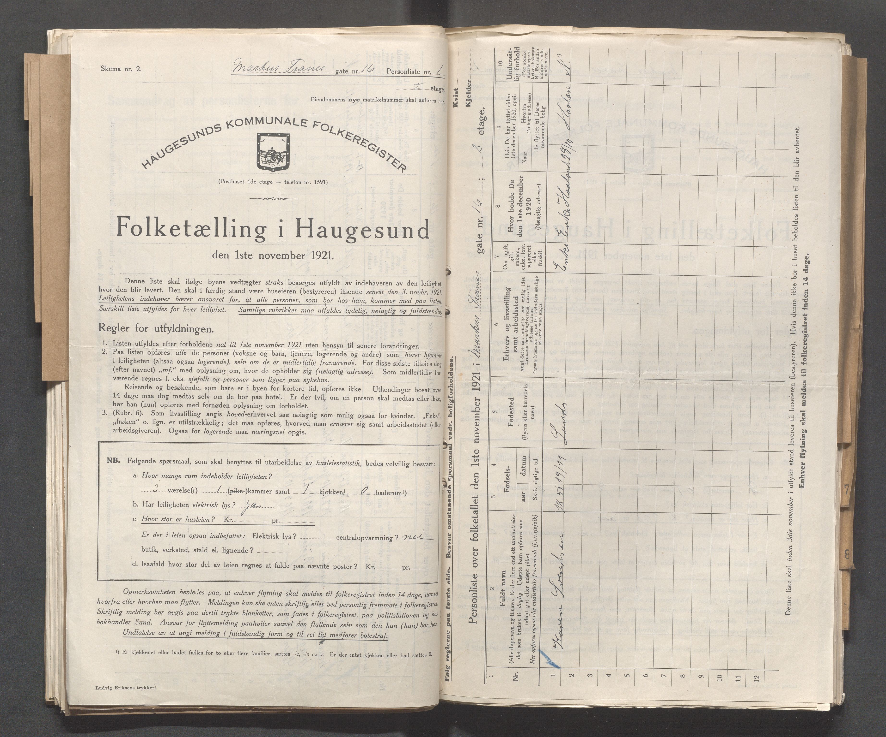 IKAR, Local census 1.11.1921 for Haugesund, 1921, p. 3062