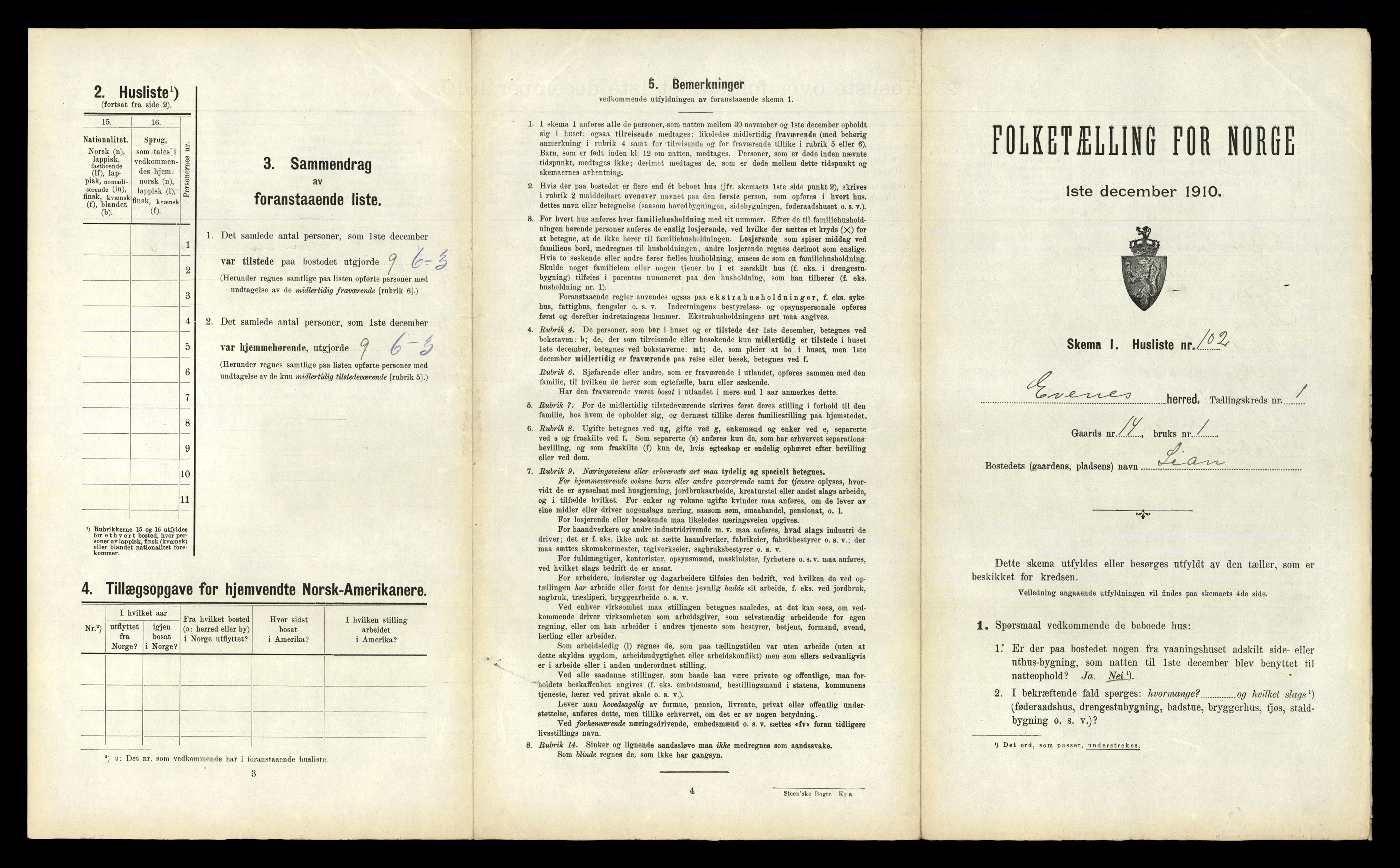 RA, 1910 census for Evenes, 1910, p. 241