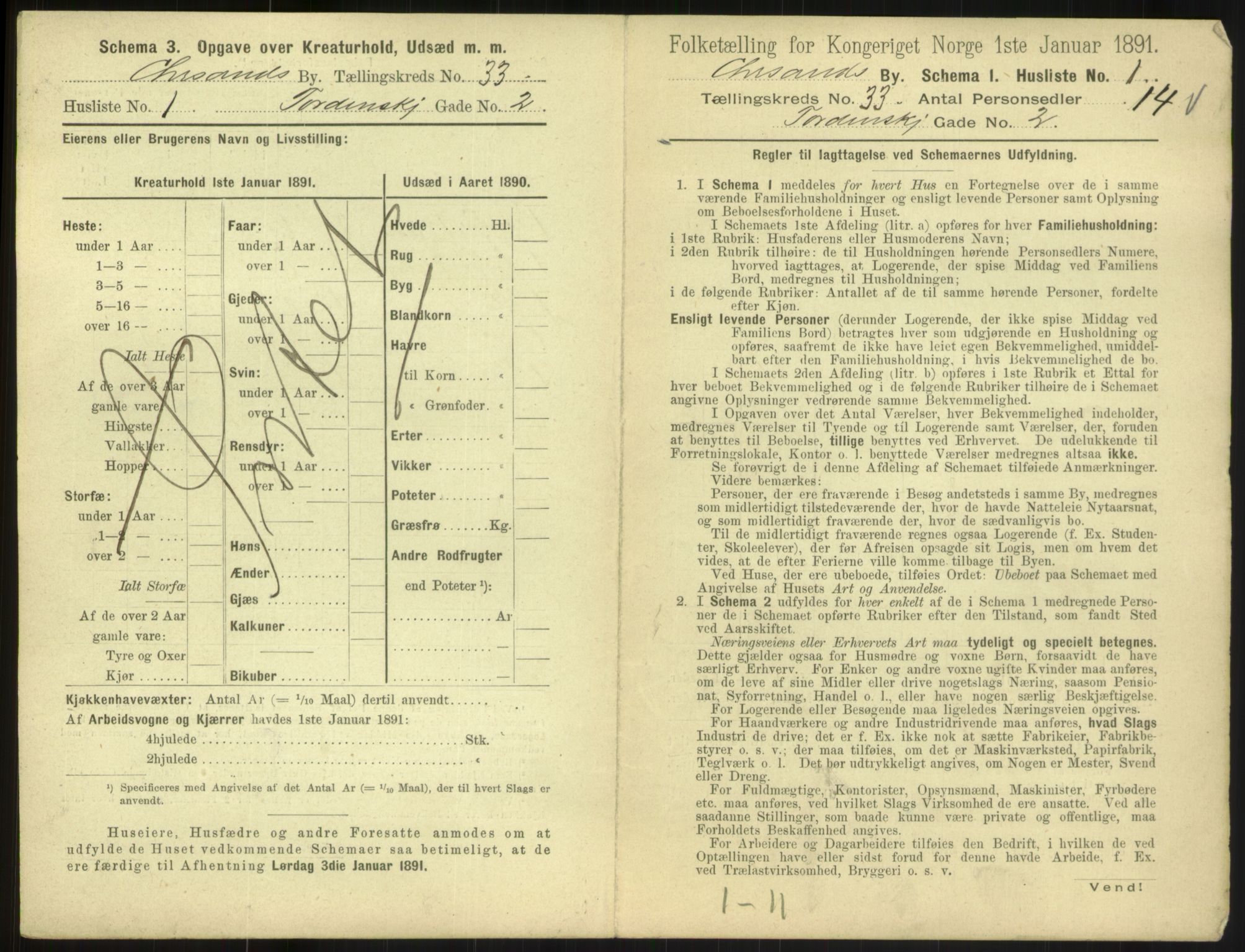 RA, 1891 census for 1001 Kristiansand, 1891, p. 1778