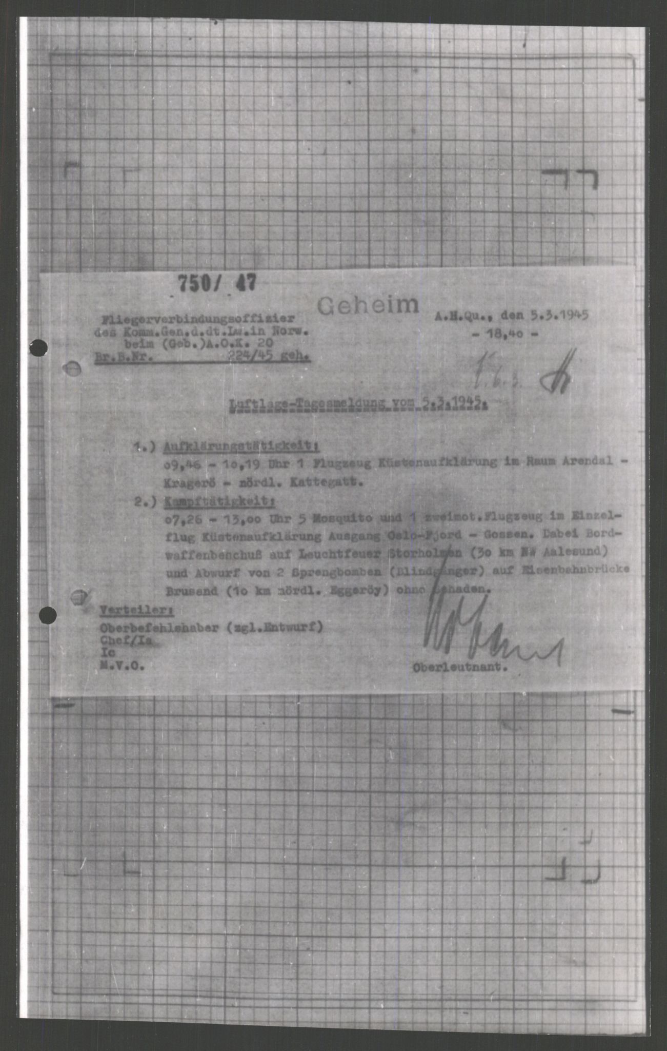 Forsvarets Overkommando. 2 kontor. Arkiv 11.4. Spredte tyske arkivsaker, AV/RA-RAFA-7031/D/Dar/Dara/L0003: Krigsdagbøker for 20. Gebirgs-Armee-Oberkommando (AOK 20), 1945, p. 445