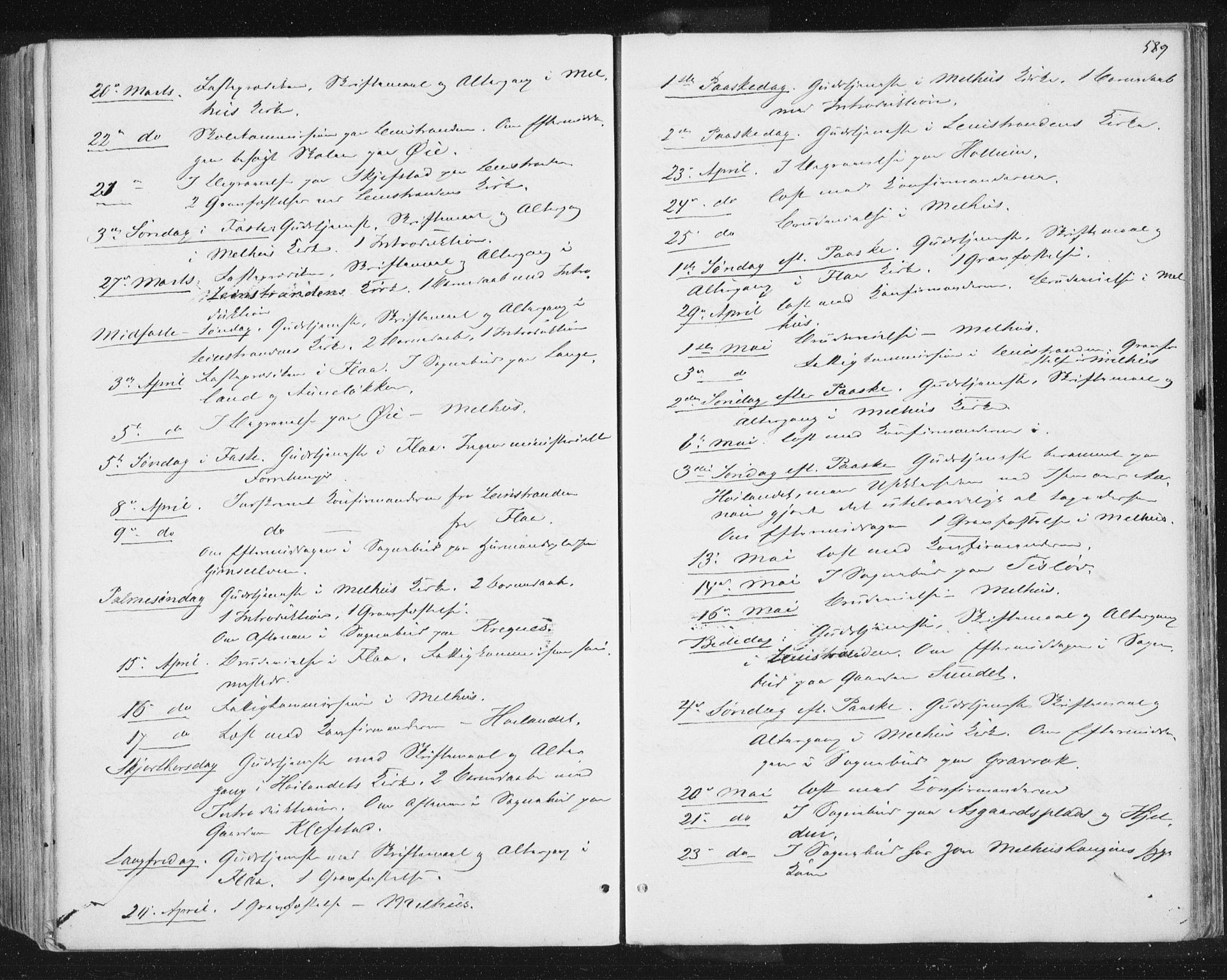 Ministerialprotokoller, klokkerbøker og fødselsregistre - Sør-Trøndelag, SAT/A-1456/691/L1077: Parish register (official) no. 691A09, 1862-1873, p. 589