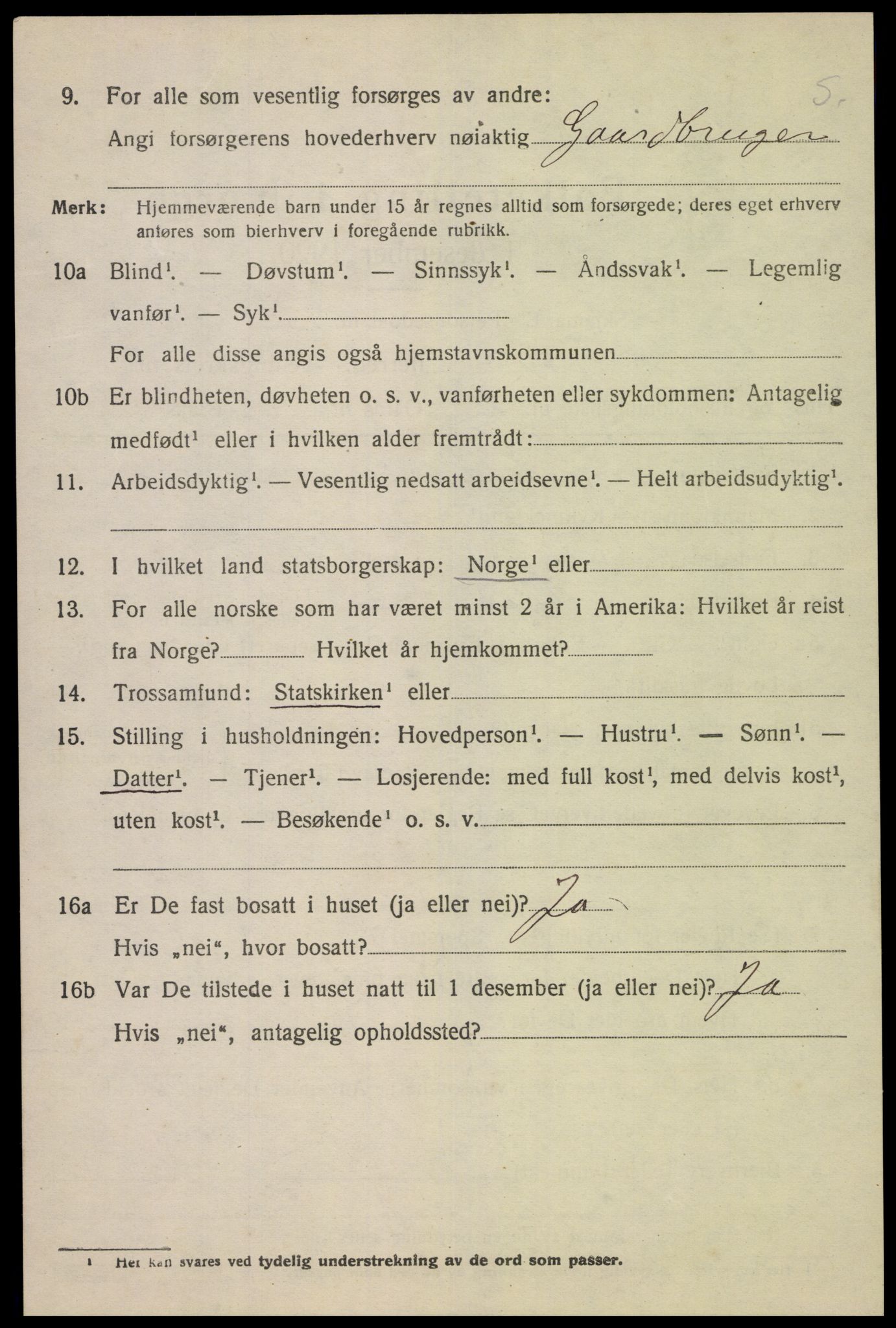 SAK, 1920 census for Kvås, 1920, p. 1303