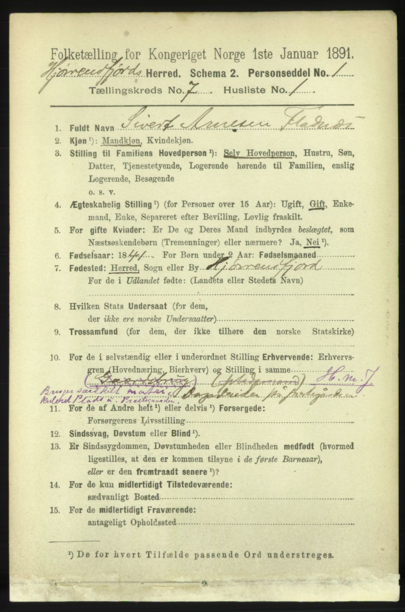 RA, 1891 census for 1522 Hjørundfjord, 1891, p. 1510