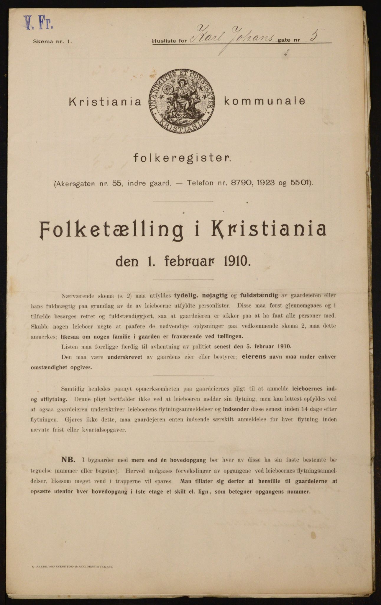 OBA, Municipal Census 1910 for Kristiania, 1910, p. 47298