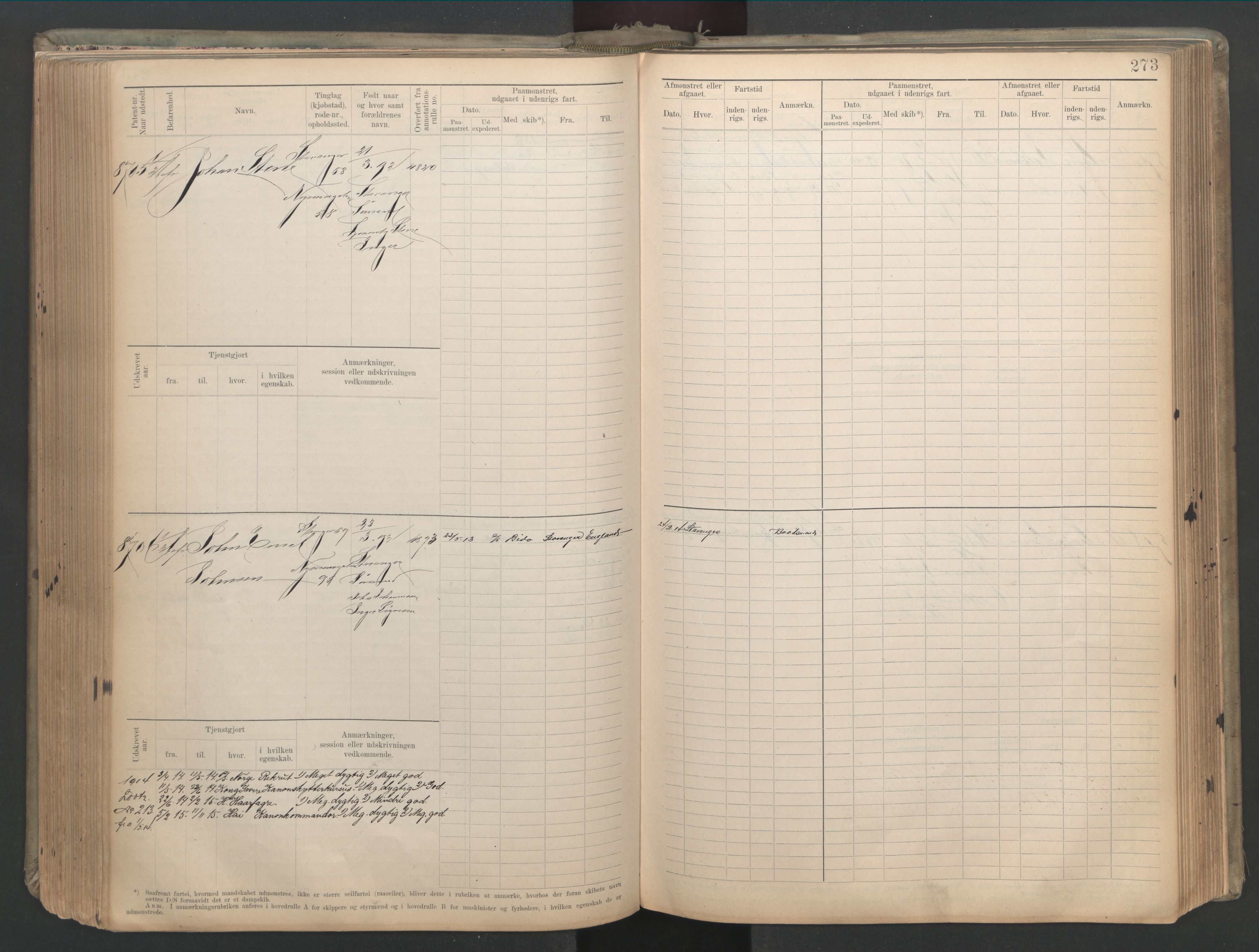 Stavanger sjømannskontor, AV/SAST-A-102006/F/Fb/Fbb/L0023: Sjøfartshovedrulle patnentnr. 8161-8904 (dublett), 1903, p. 277