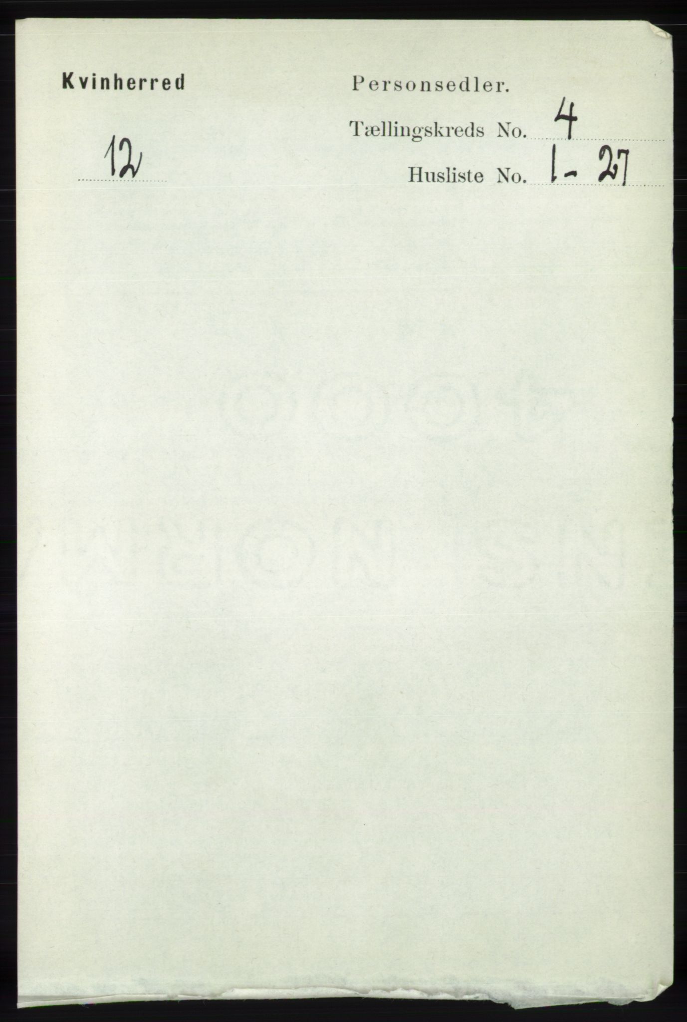 RA, 1891 census for 1224 Kvinnherad, 1891, p. 1383