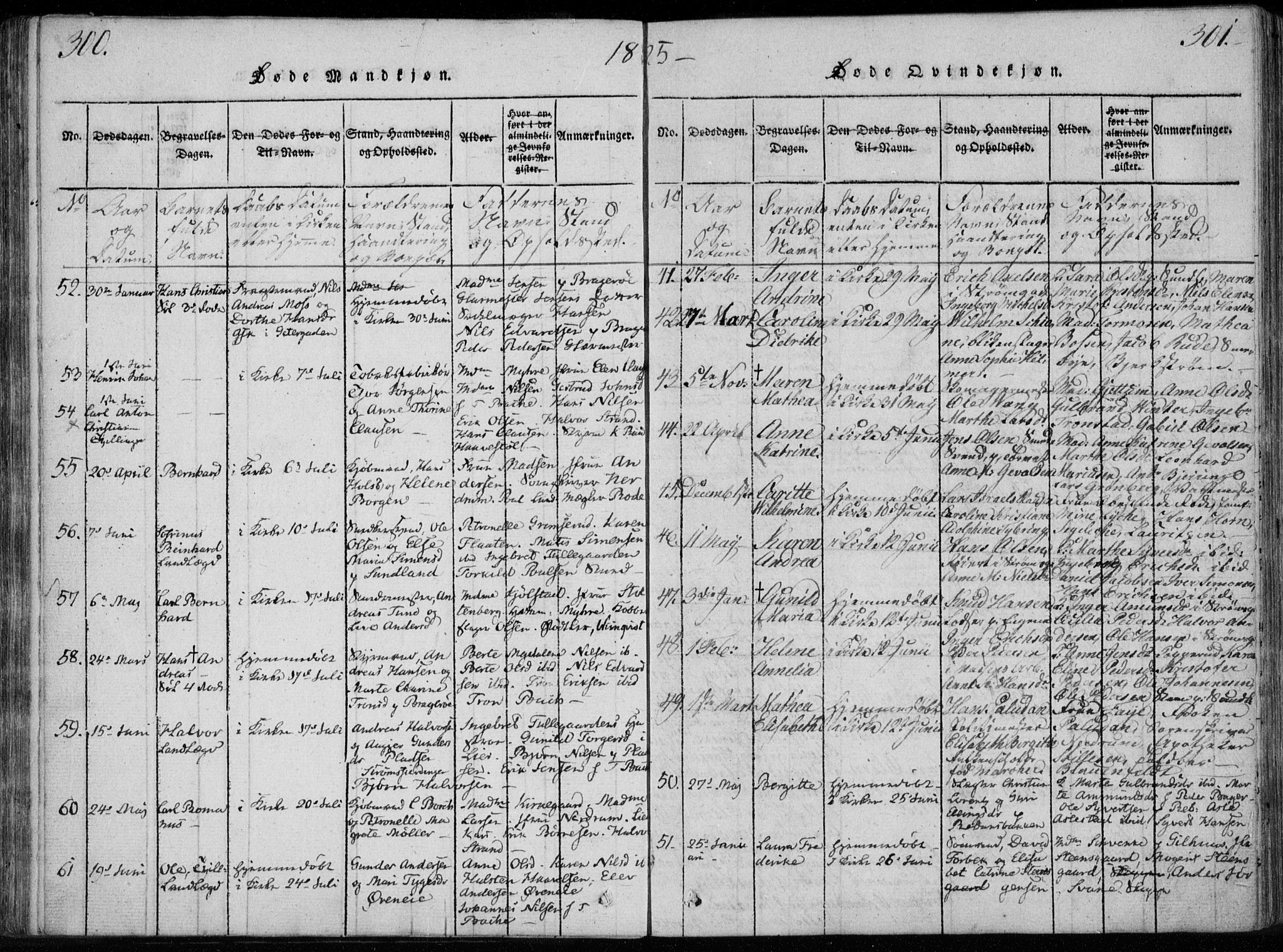 Bragernes kirkebøker, AV/SAKO-A-6/F/Fa/L0007: Parish register (official) no. I 7, 1815-1829, p. 300-301