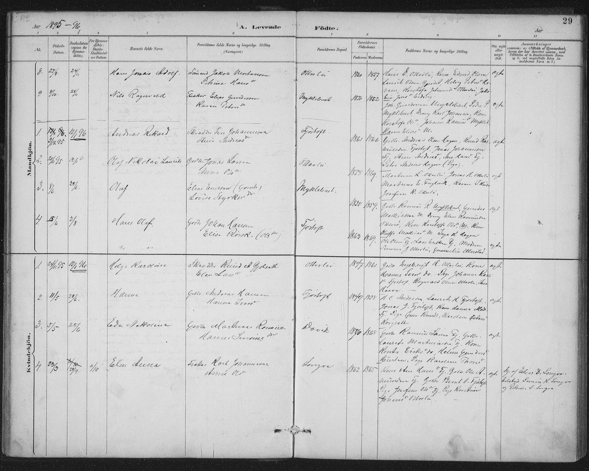 Ministerialprotokoller, klokkerbøker og fødselsregistre - Møre og Romsdal, AV/SAT-A-1454/538/L0522: Parish register (official) no. 538A01, 1884-1913, p. 29