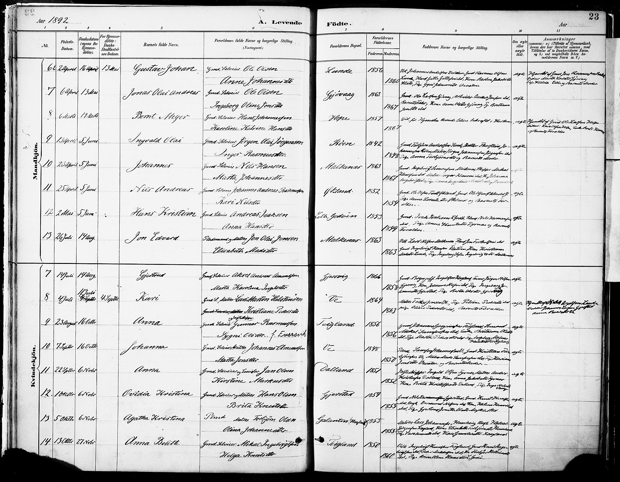 Tysnes sokneprestembete, AV/SAB-A-78601/H/Haa: Parish register (official) no. B 1, 1887-1906, p. 23