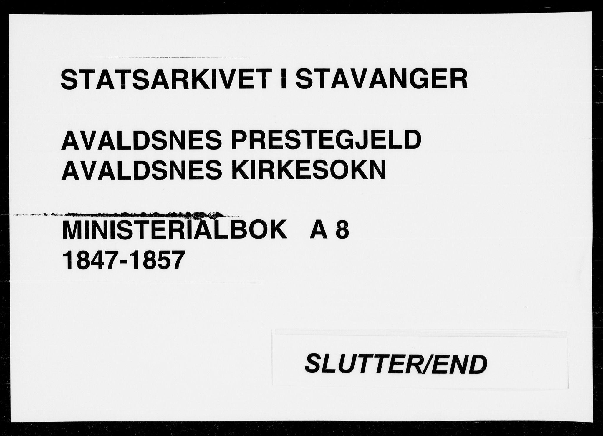 Avaldsnes sokneprestkontor, AV/SAST-A -101851/H/Ha/Haa/L0008: Parish register (official) no. A 8, 1847-1857