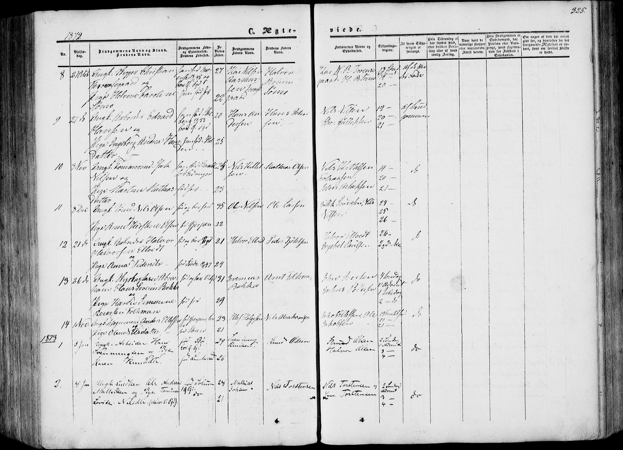 Porsgrunn kirkebøker , AV/SAKO-A-104/F/Fa/L0007: Parish register (official) no. 7, 1858-1877, p. 325