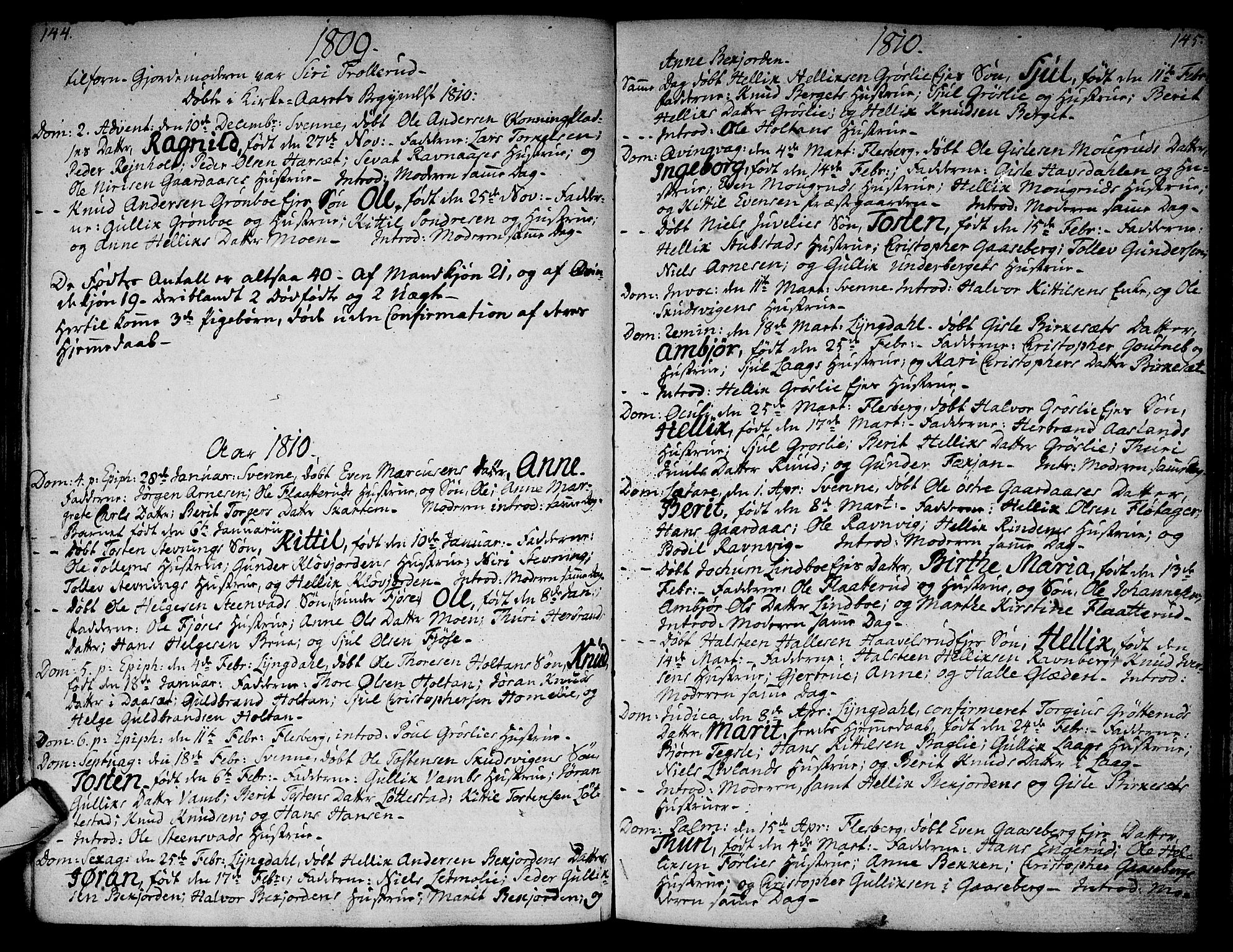 Flesberg kirkebøker, AV/SAKO-A-18/F/Fa/L0004: Parish register (official) no. I 4, 1788-1815, p. 144-145