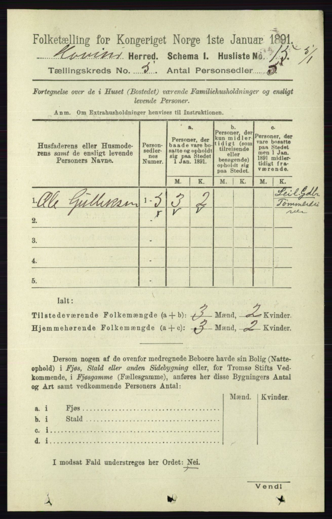 RA, 1891 census for 0825 Hovin, 1891, p. 974