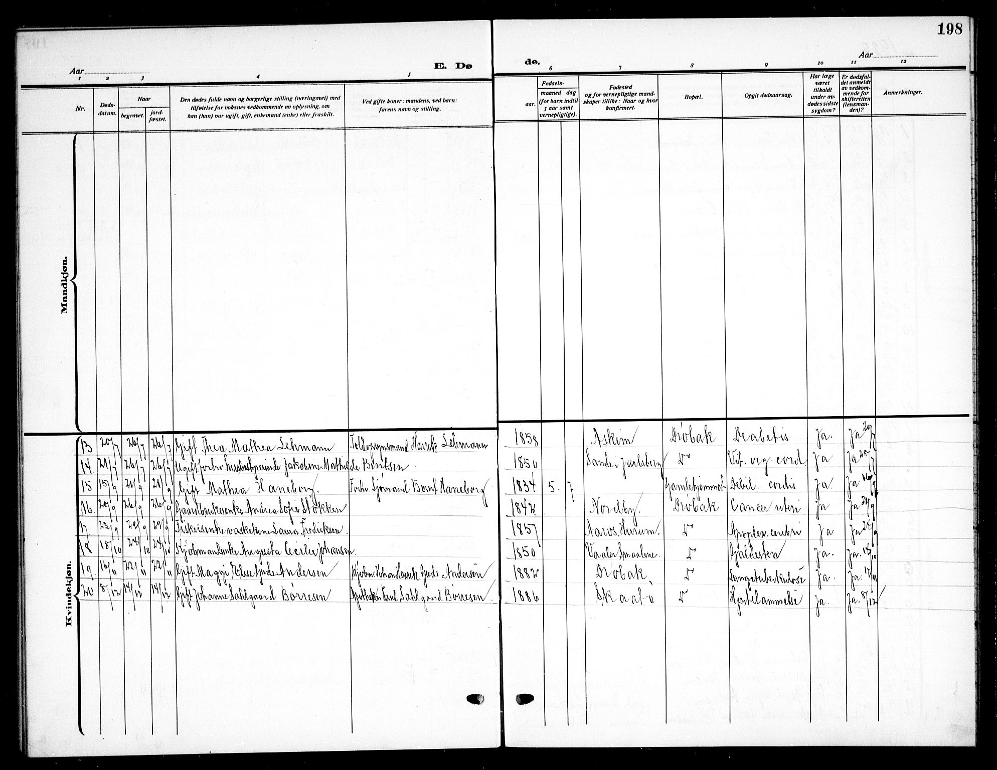 Drøbak prestekontor Kirkebøker, AV/SAO-A-10142a/G/Ga/L0002: Parish register (copy) no. I 2, 1917-1932, p. 198