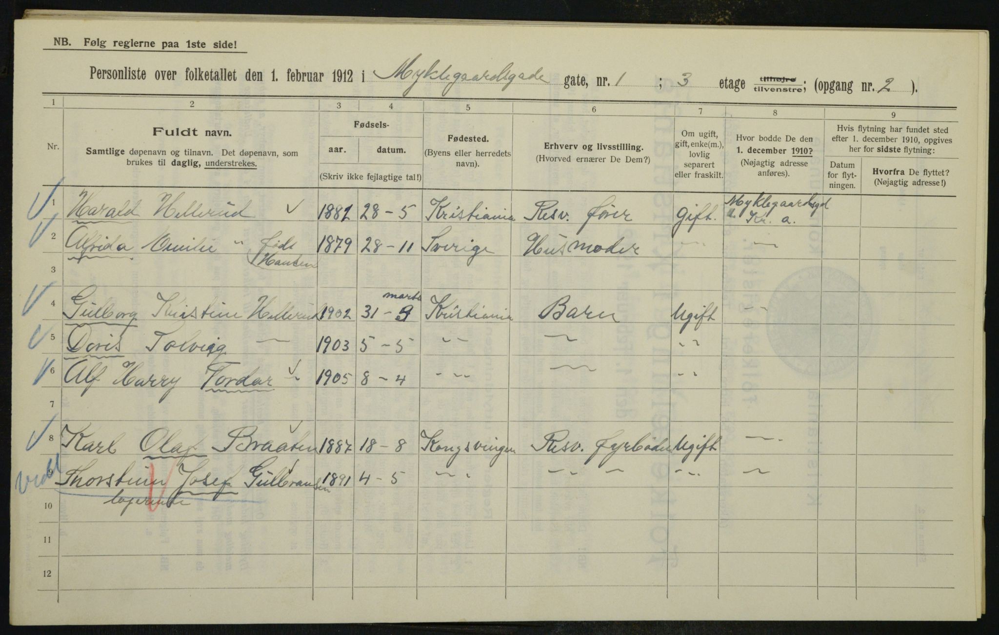 OBA, Municipal Census 1912 for Kristiania, 1912, p. 68719