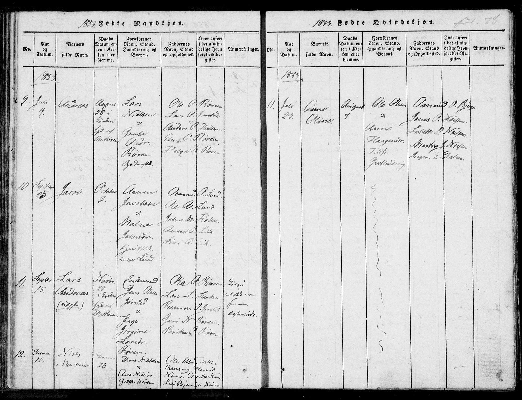 Nedstrand sokneprestkontor, AV/SAST-A-101841/01/IV: Parish register (official) no. A 7, 1816-1870, p. 78