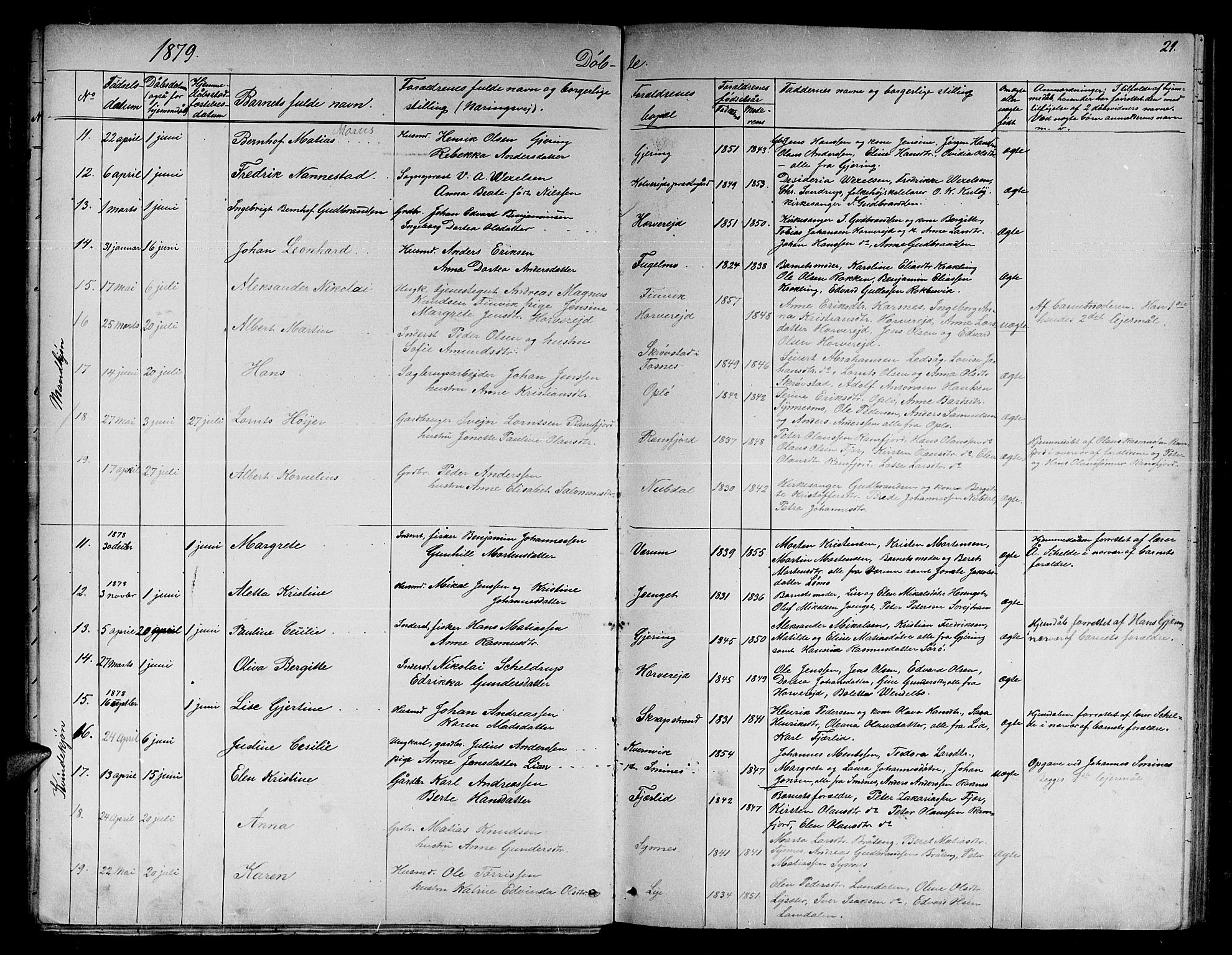 Ministerialprotokoller, klokkerbøker og fødselsregistre - Nord-Trøndelag, SAT/A-1458/780/L0650: Parish register (copy) no. 780C02, 1866-1884, p. 21