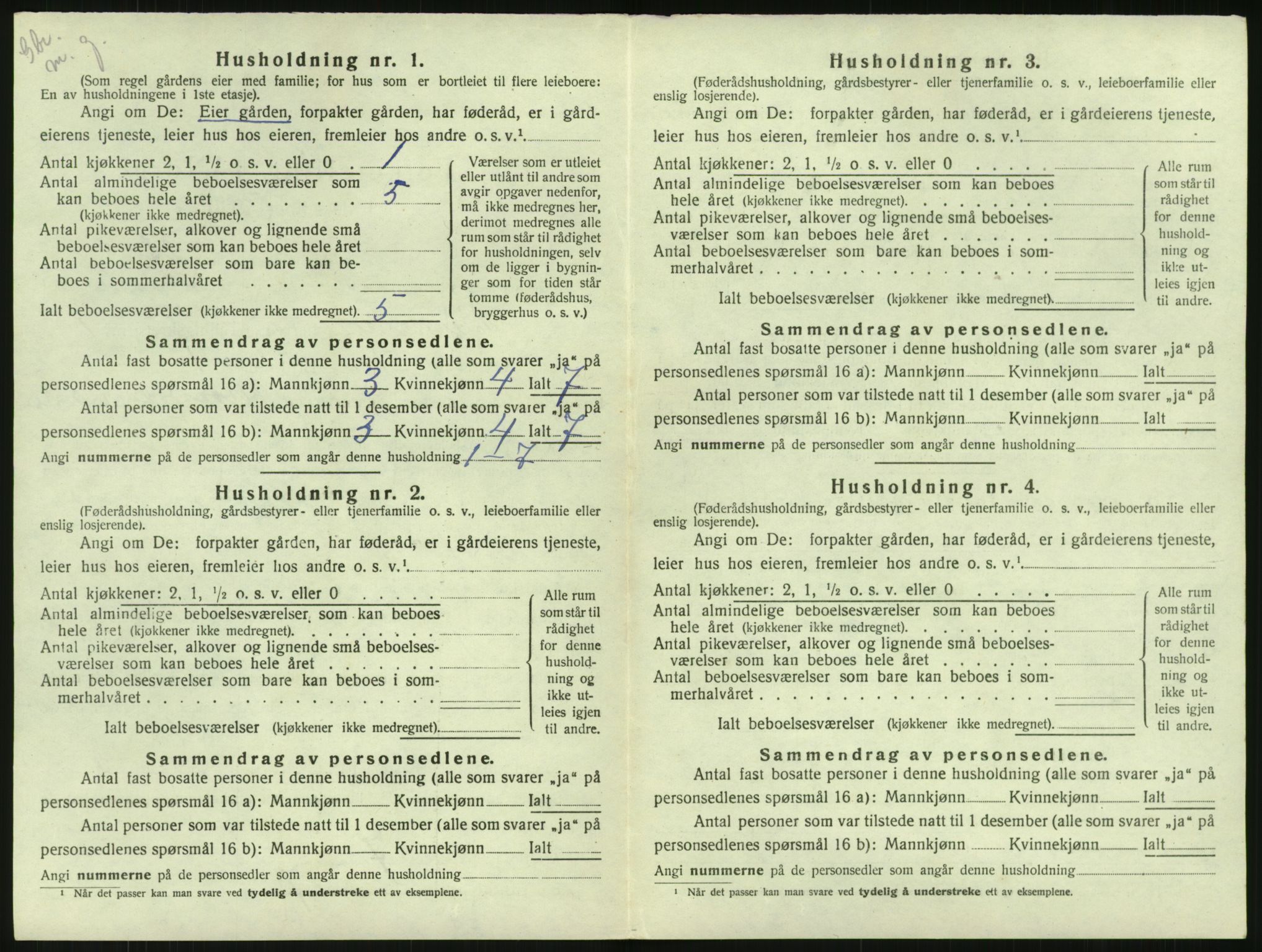 SAK, 1920 census for Birkenes, 1920, p. 86