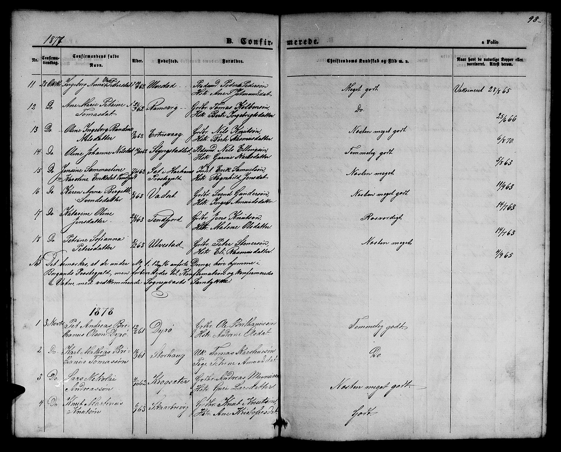 Ministerialprotokoller, klokkerbøker og fødselsregistre - Møre og Romsdal, AV/SAT-A-1454/525/L0375: Parish register (copy) no. 525C01, 1865-1879, p. 98