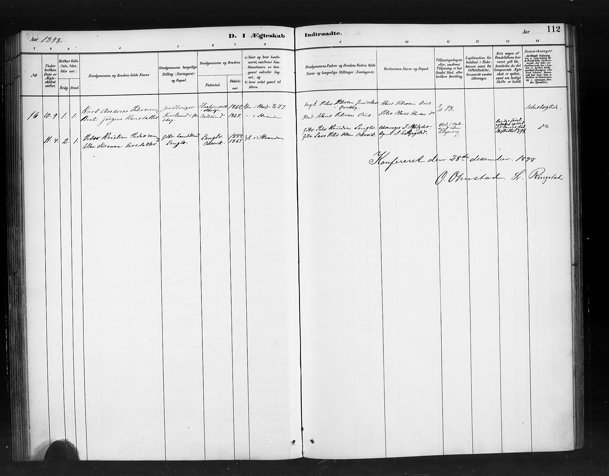 Ministerialprotokoller, klokkerbøker og fødselsregistre - Møre og Romsdal, SAT/A-1454/520/L0283: Parish register (official) no. 520A12, 1882-1898, p. 112