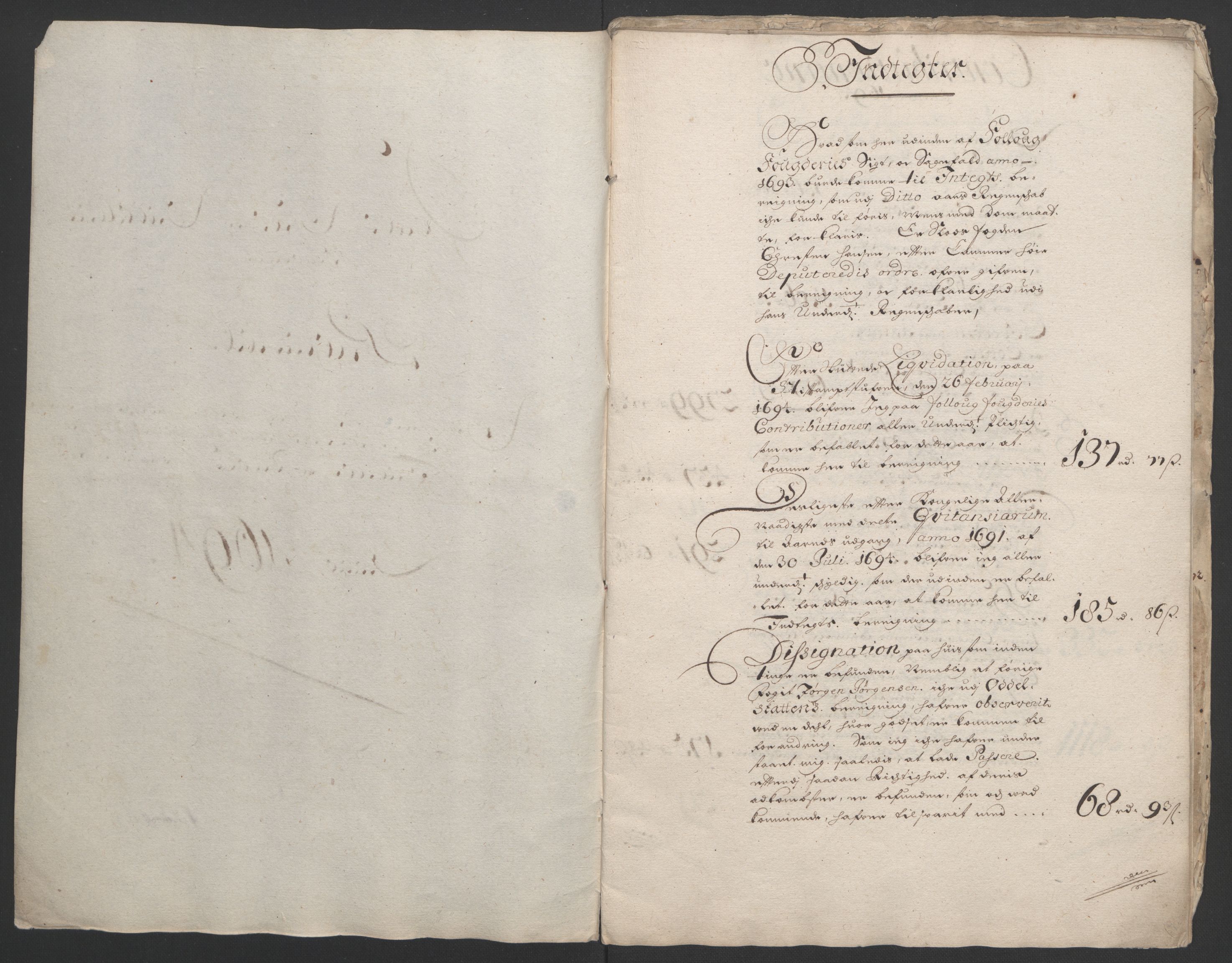Rentekammeret inntil 1814, Reviderte regnskaper, Fogderegnskap, RA/EA-4092/R13/L0832: Fogderegnskap Solør, Odal og Østerdal, 1694, p. 5