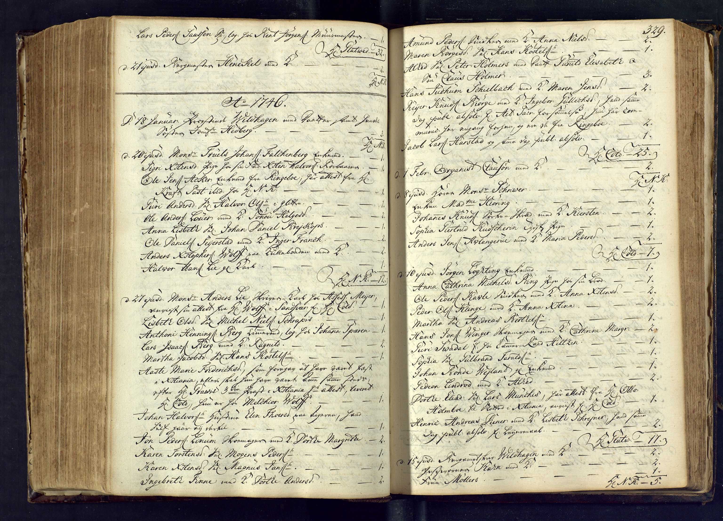Kongsberg kirkebøker, SAKO/A-22/M/Ma/L0003: Communicants register no. 3, 1745-1750, p. 329