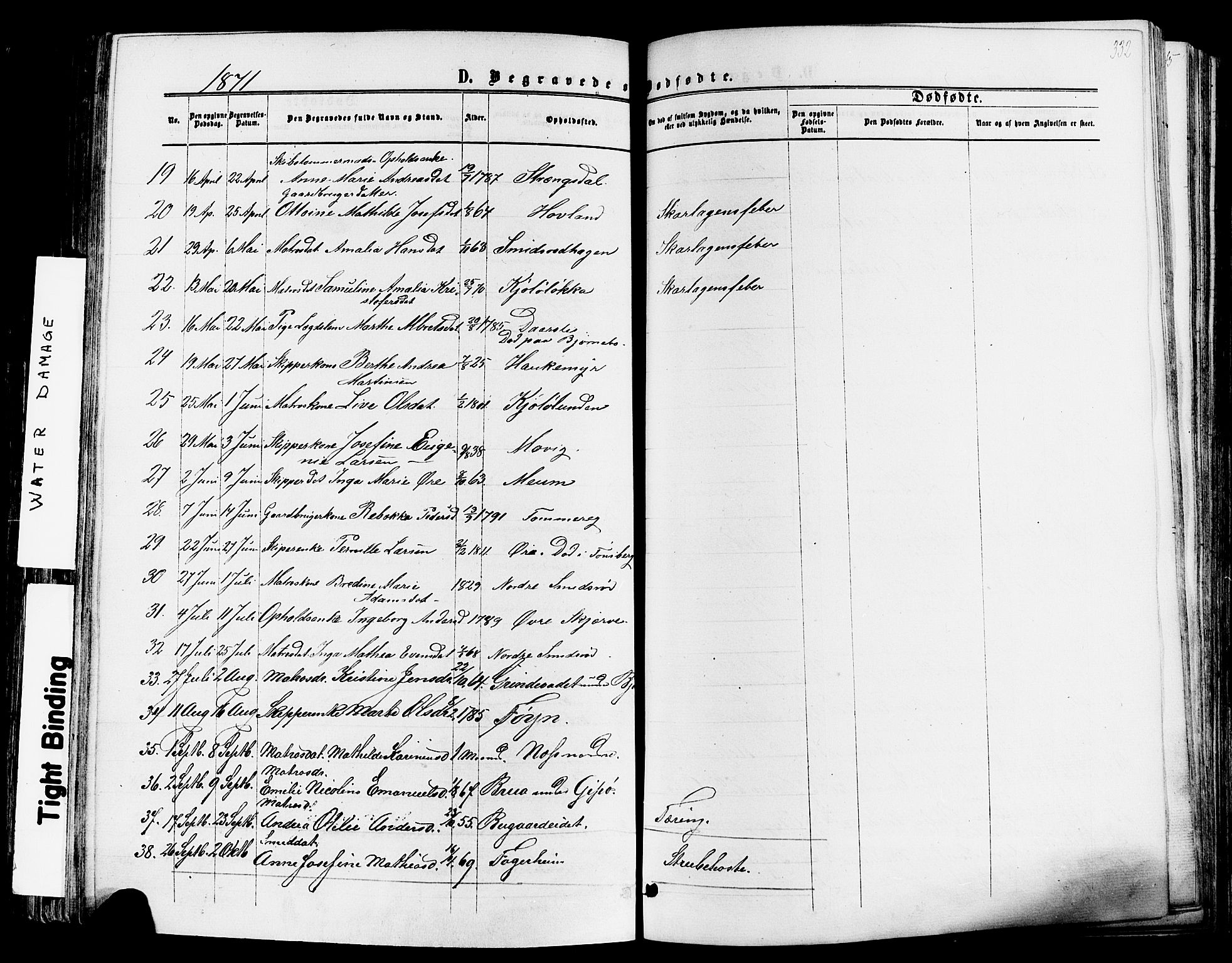 Nøtterøy kirkebøker, AV/SAKO-A-354/F/Fa/L0007: Parish register (official) no. I 7, 1865-1877, p. 332