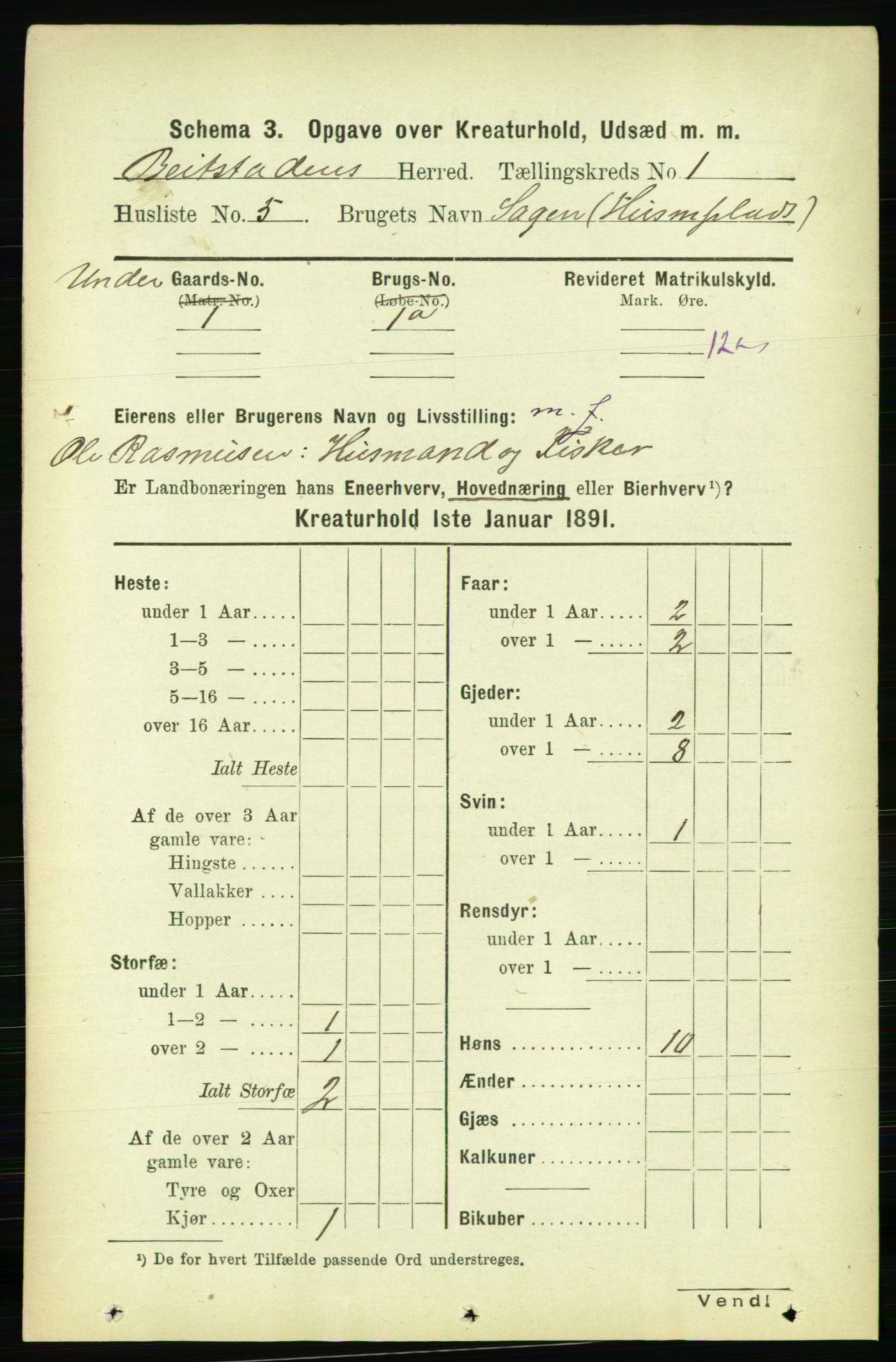 RA, 1891 census for 1727 Beitstad, 1891, p. 5660