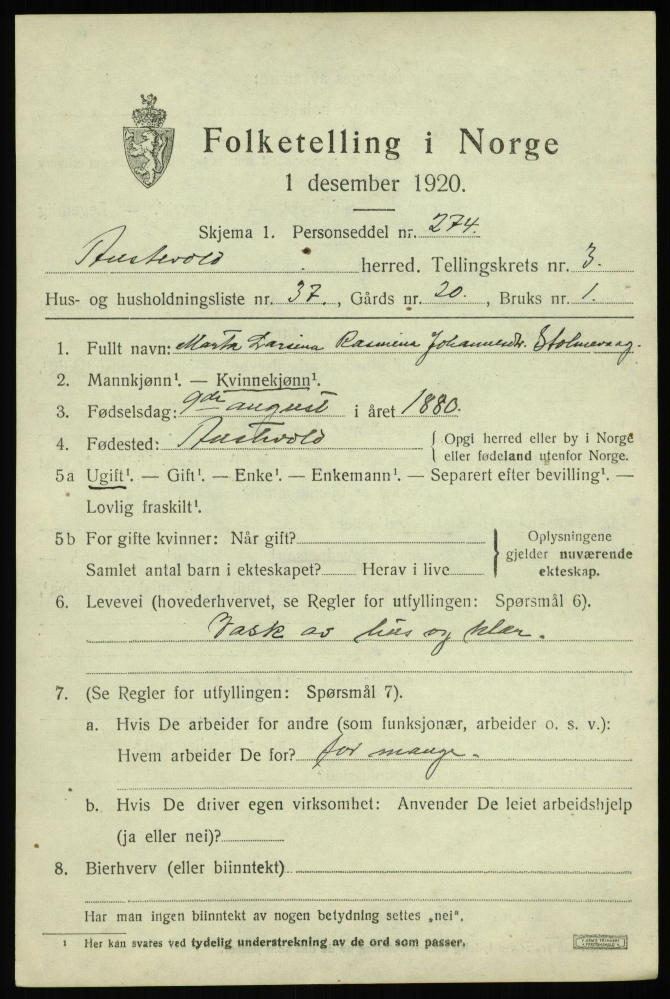 SAB, 1920 census for Austevoll, 1920, p. 2640