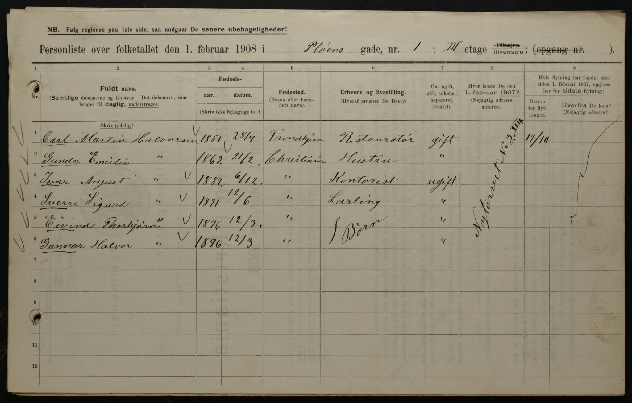 OBA, Municipal Census 1908 for Kristiania, 1908, p. 72532