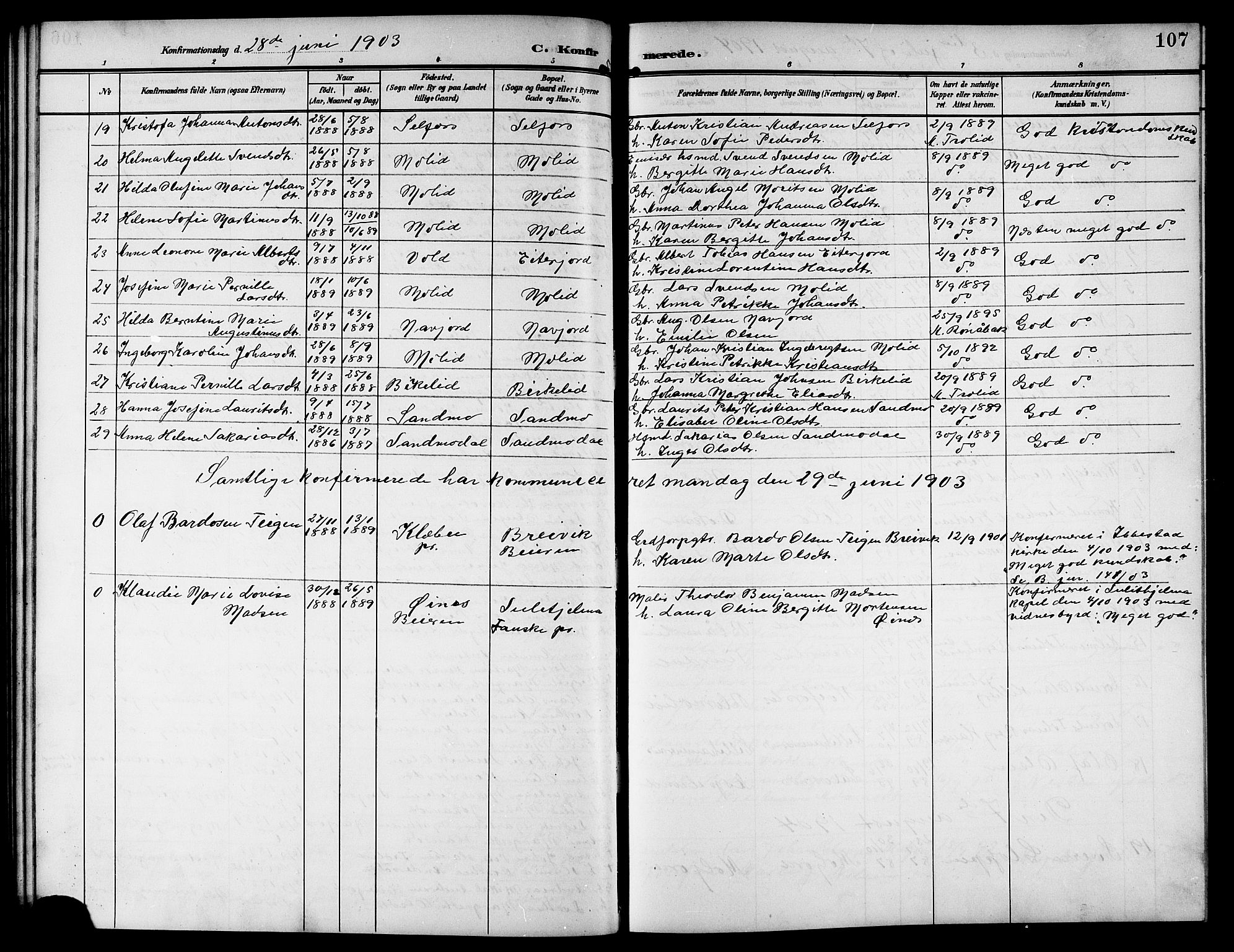 Ministerialprotokoller, klokkerbøker og fødselsregistre - Nordland, SAT/A-1459/846/L0655: Parish register (copy) no. 846C05, 1902-1916, p. 107