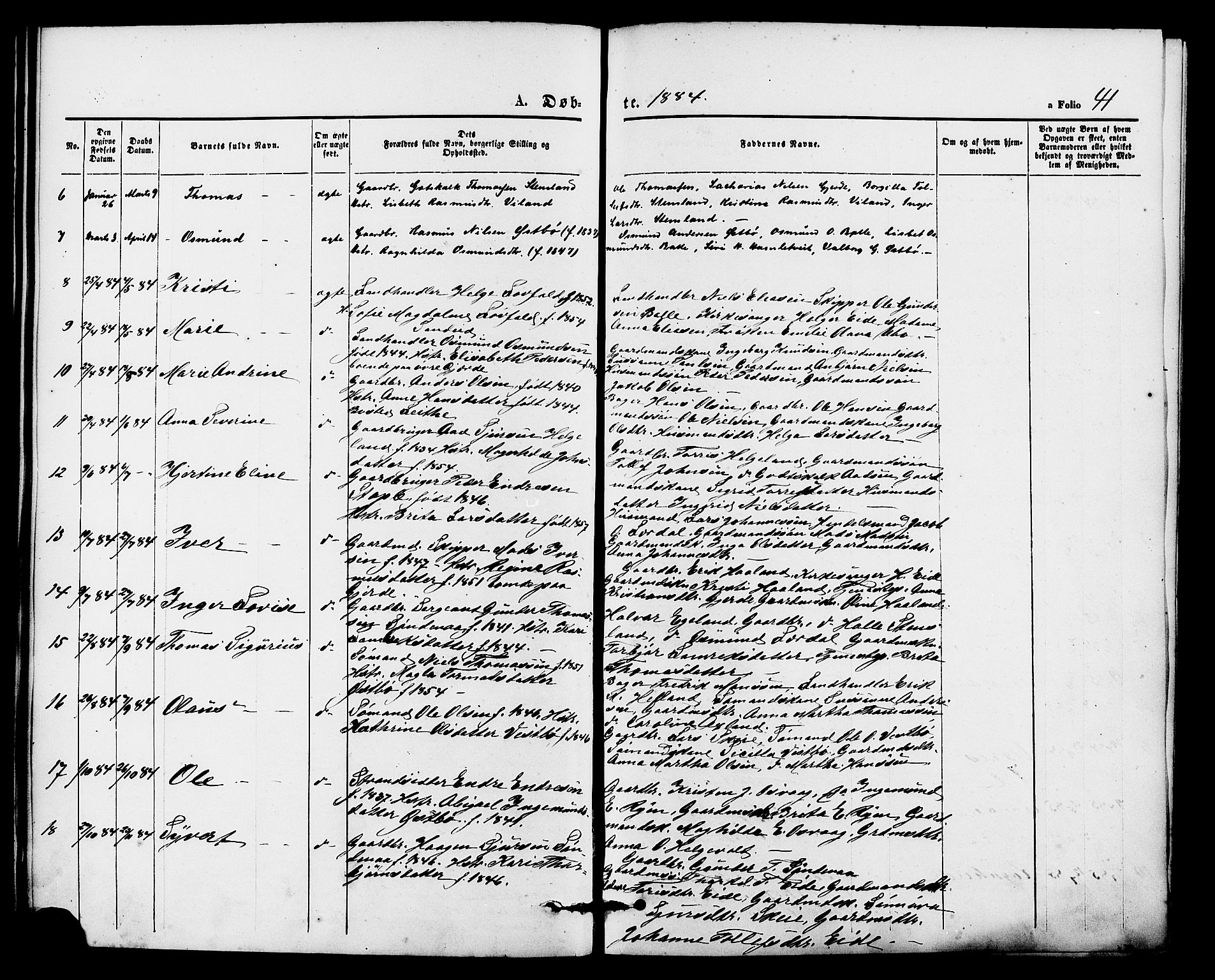 Vikedal sokneprestkontor, AV/SAST-A-101840/01/IV: Parish register (official) no. A 8, 1868-1885, p. 41