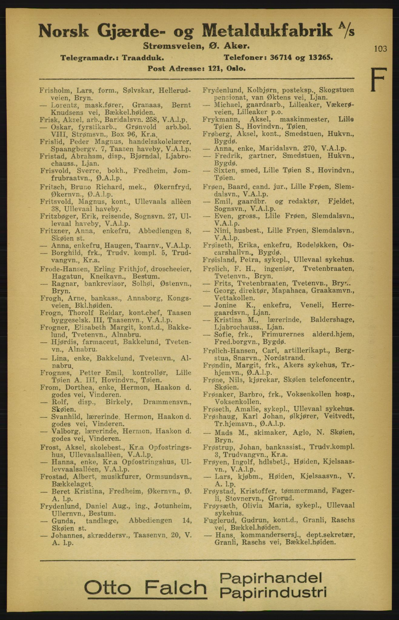 Aker adressebok/adressekalender, PUBL/001/A/003: Akers adressekalender, 1924-1925, p. 103
