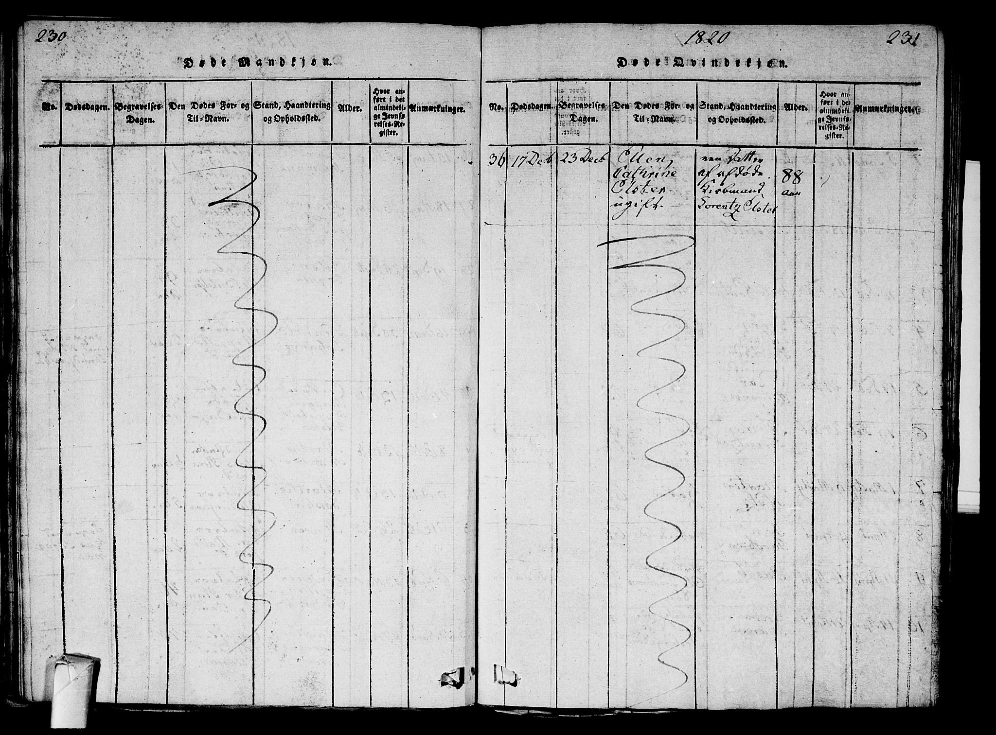 Strømsø kirkebøker, AV/SAKO-A-246/G/Ga/L0001: Parish register (copy) no. 1, 1815-1829, p. 230-231