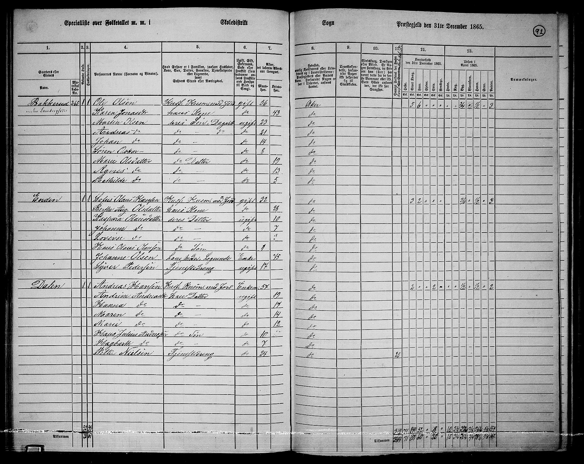 RA, 1865 census for Østre Aker, 1865, p. 316