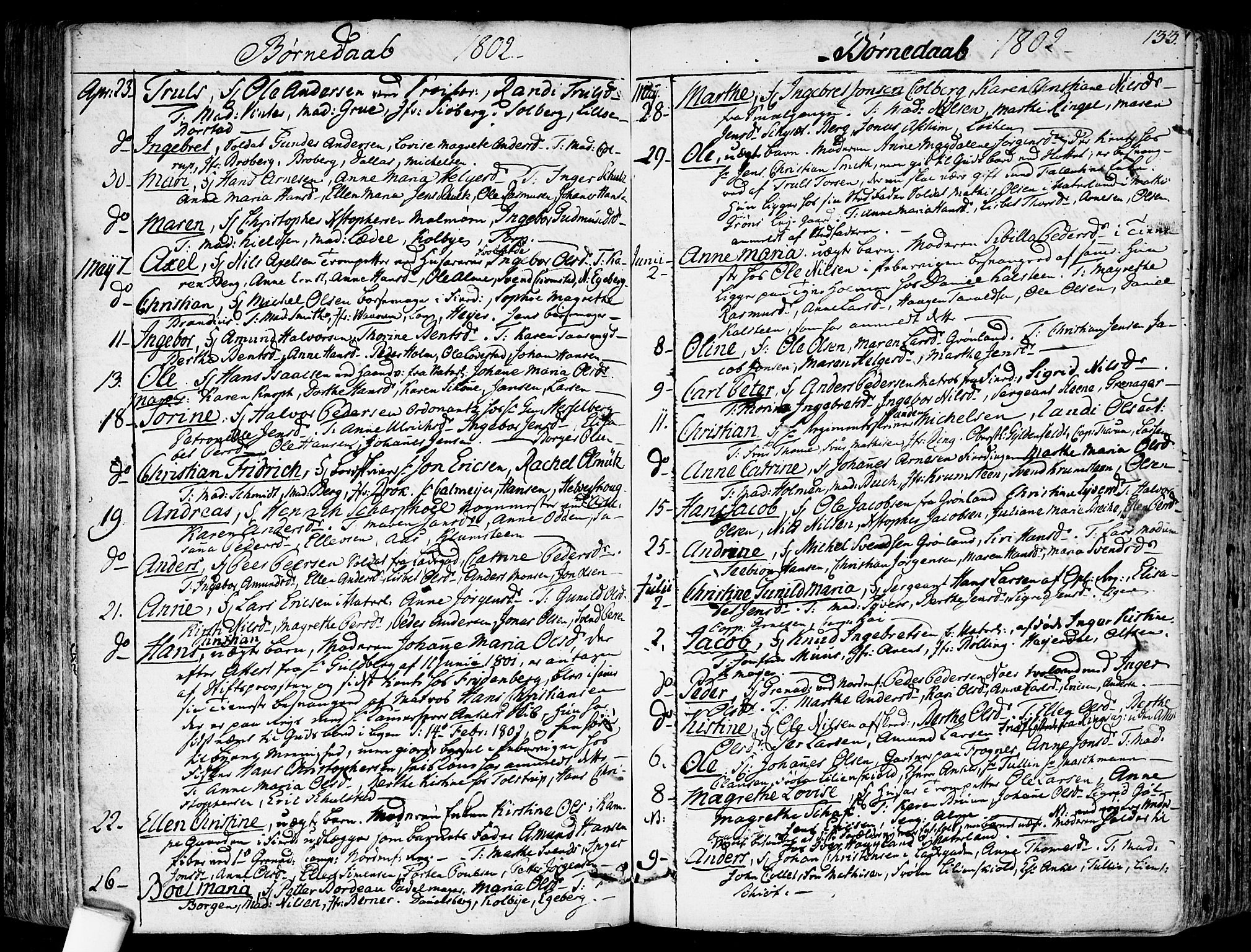 Garnisonsmenigheten Kirkebøker, AV/SAO-A-10846/F/Fa/L0003: Parish register (official) no. 3, 1777-1809, p. 133