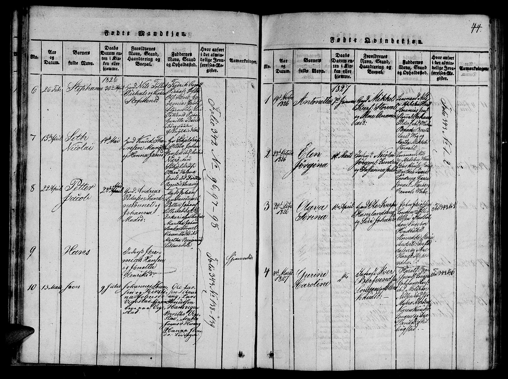 Ministerialprotokoller, klokkerbøker og fødselsregistre - Nord-Trøndelag, SAT/A-1458/784/L0667: Parish register (official) no. 784A03 /1, 1816-1829, p. 44