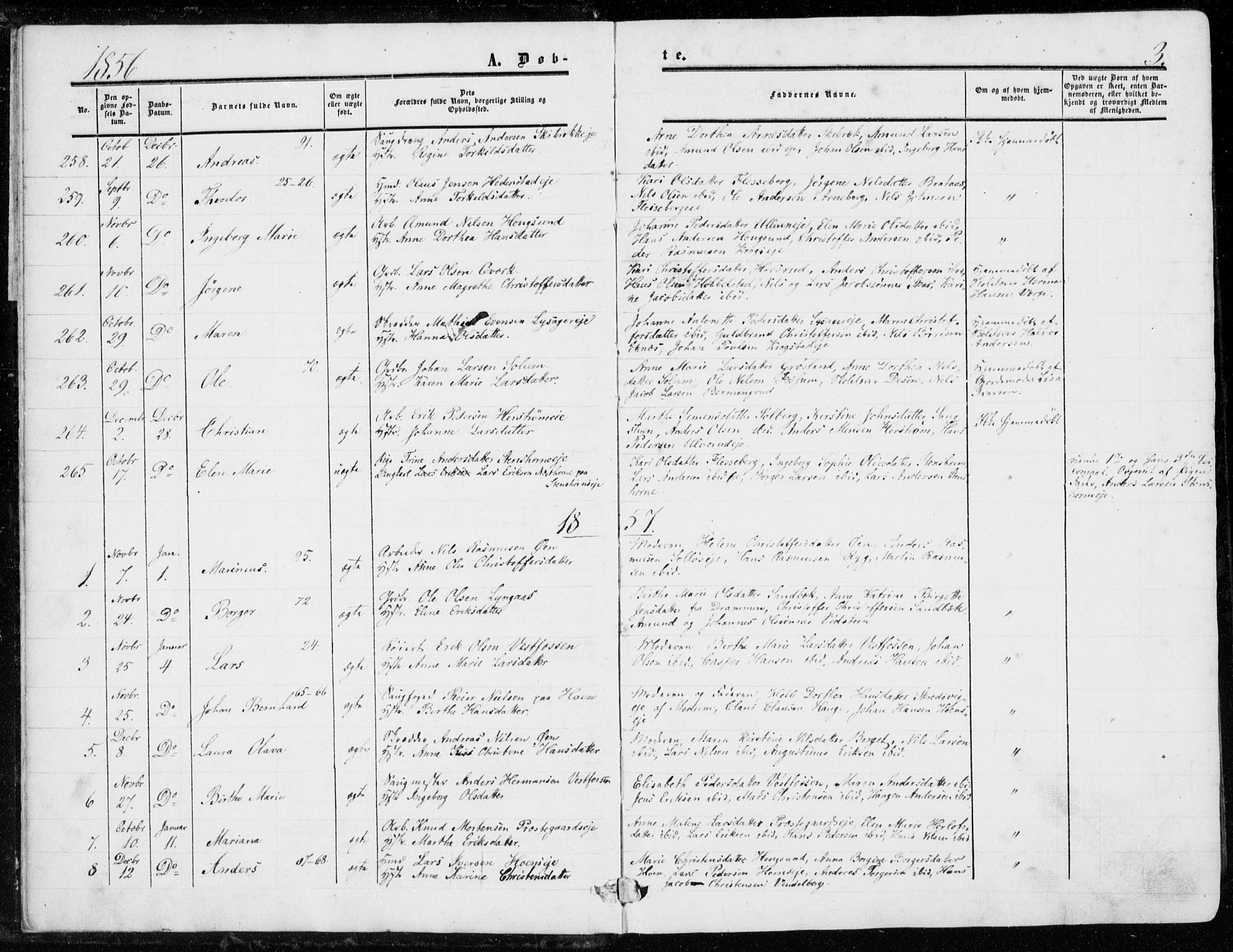 Eiker kirkebøker, AV/SAKO-A-4/G/Ga/L0003: Parish register (copy) no. I 3, 1856-1871, p. 3