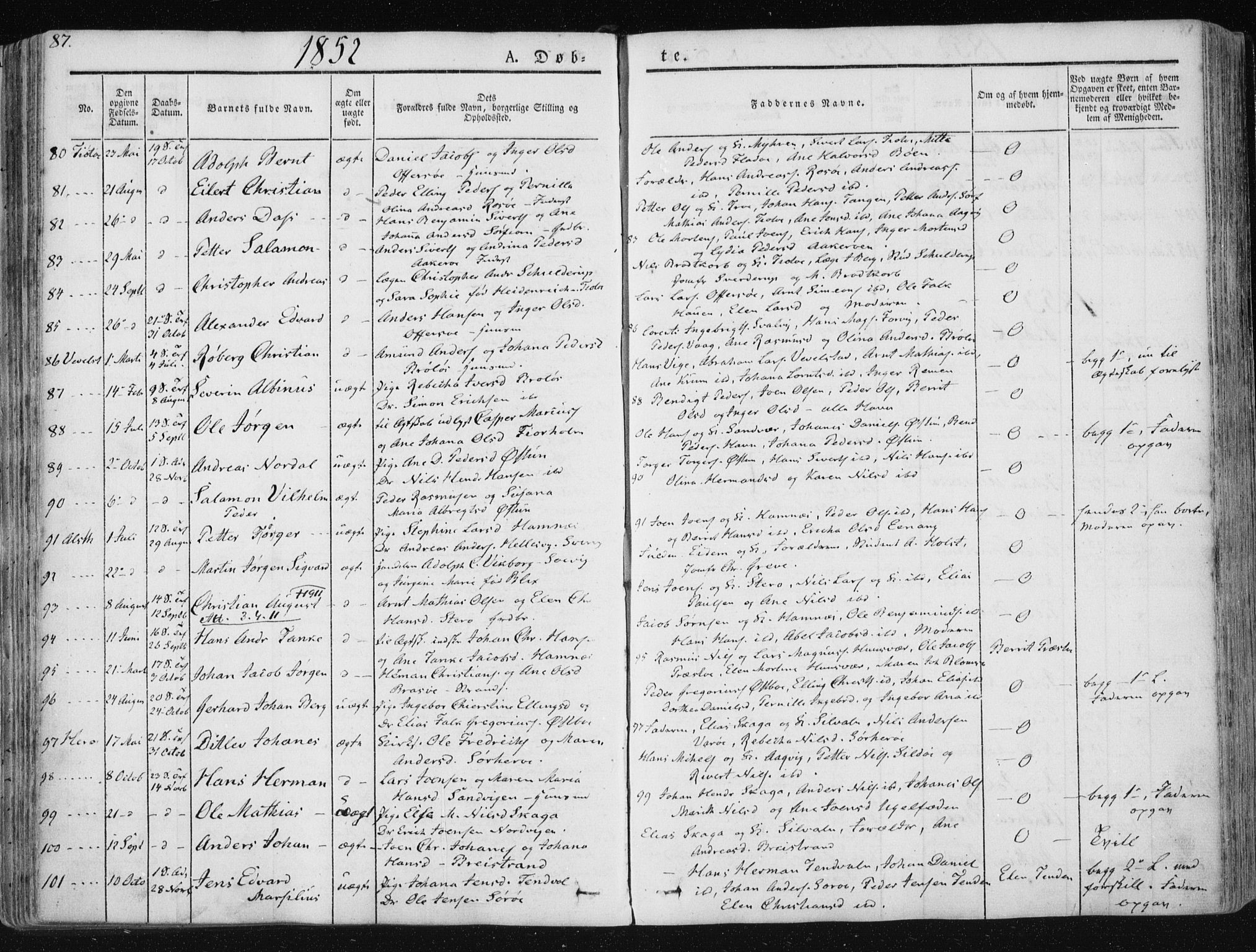 Ministerialprotokoller, klokkerbøker og fødselsregistre - Nordland, SAT/A-1459/830/L0446: Parish register (official) no. 830A10, 1831-1865, p. 87