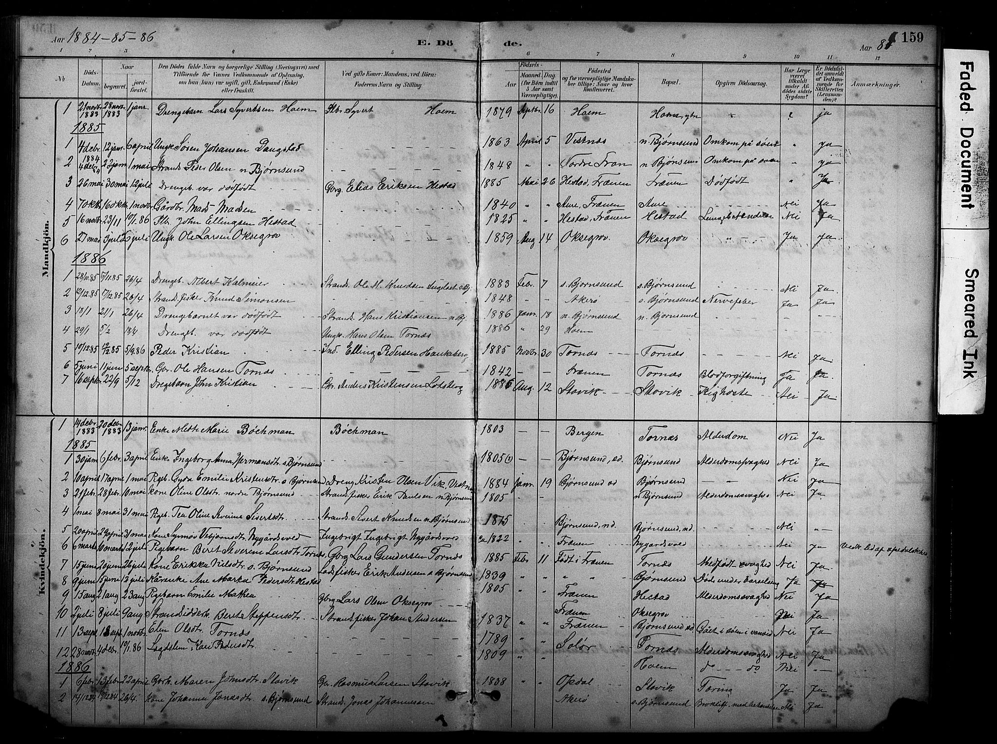 Ministerialprotokoller, klokkerbøker og fødselsregistre - Møre og Romsdal, AV/SAT-A-1454/565/L0755: Parish register (copy) no. 565C04, 1883-1903, p. 159