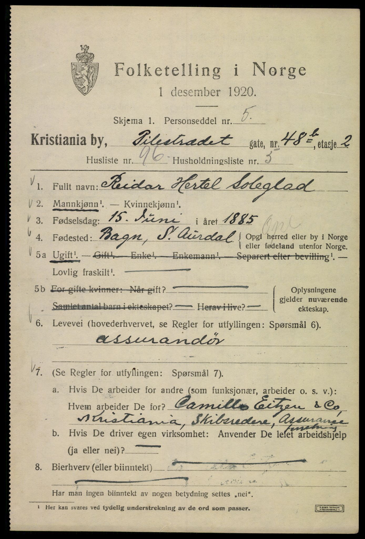 SAO, 1920 census for Kristiania, 1920, p. 450175