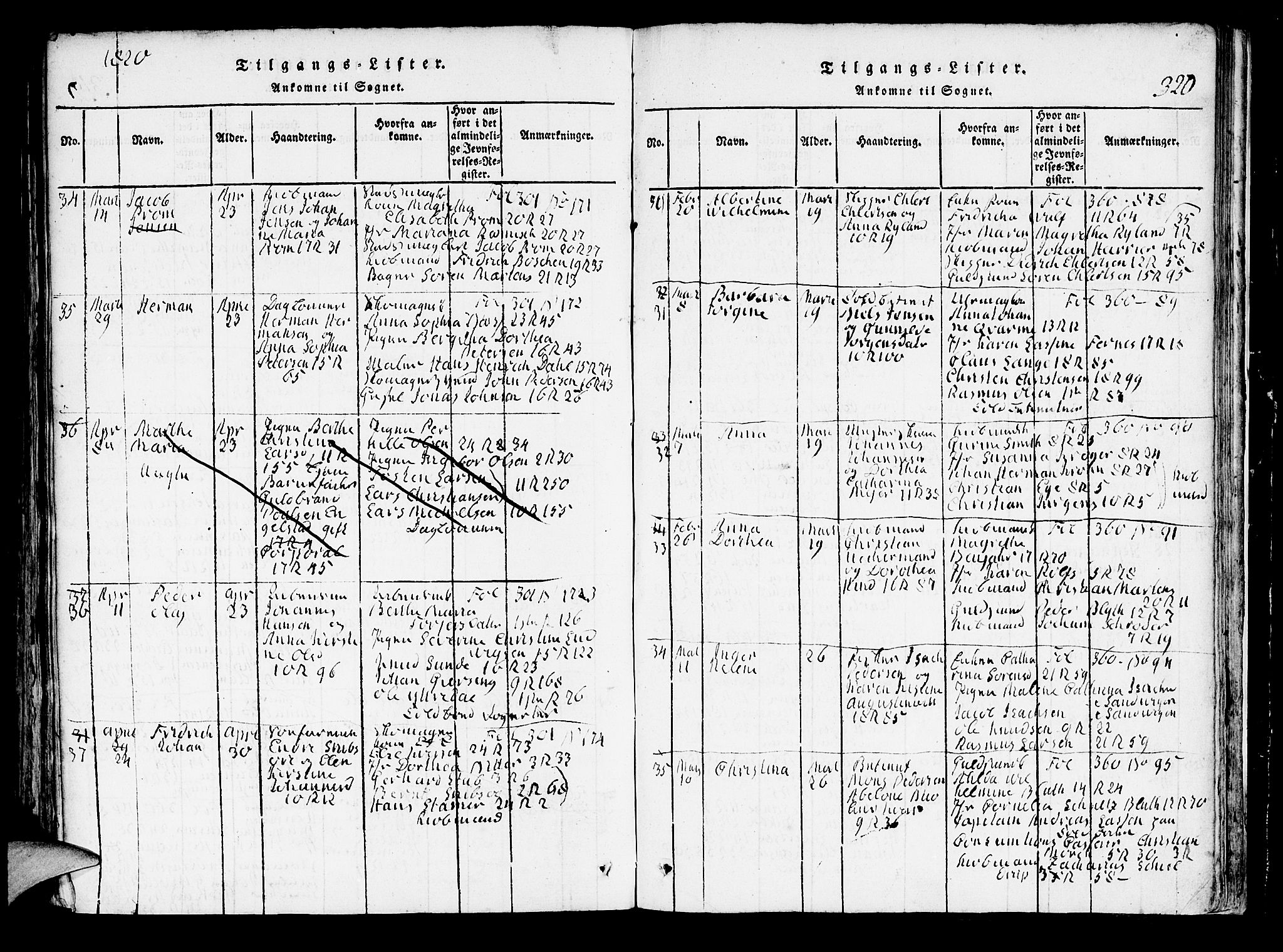 Domkirken sokneprestembete, AV/SAB-A-74801/H/Hab/L0001: Parish register (copy) no. A 1, 1816-1821, p. 320