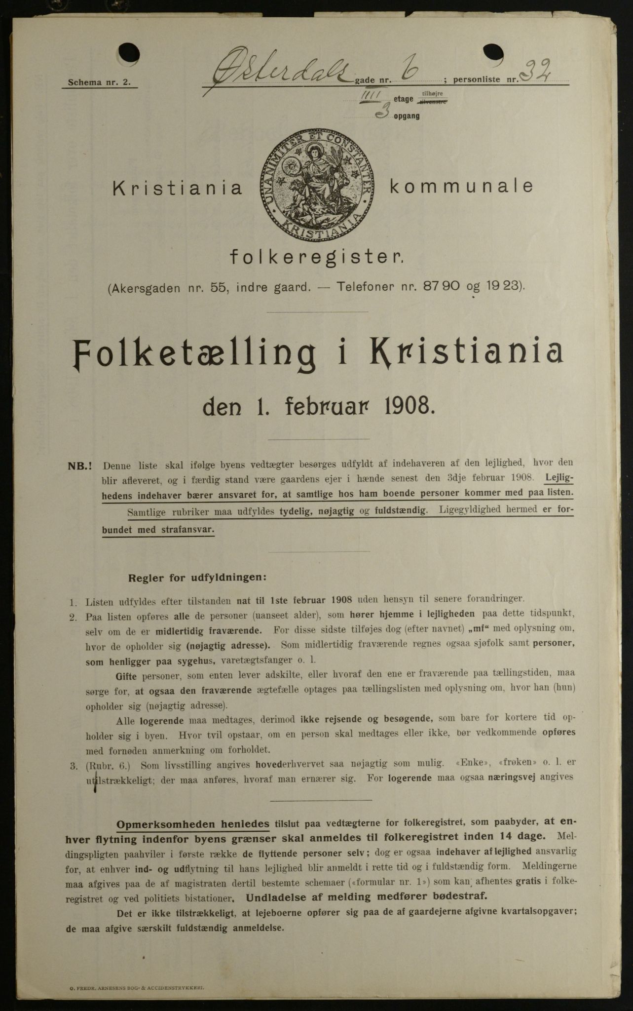 OBA, Municipal Census 1908 for Kristiania, 1908, p. 115904