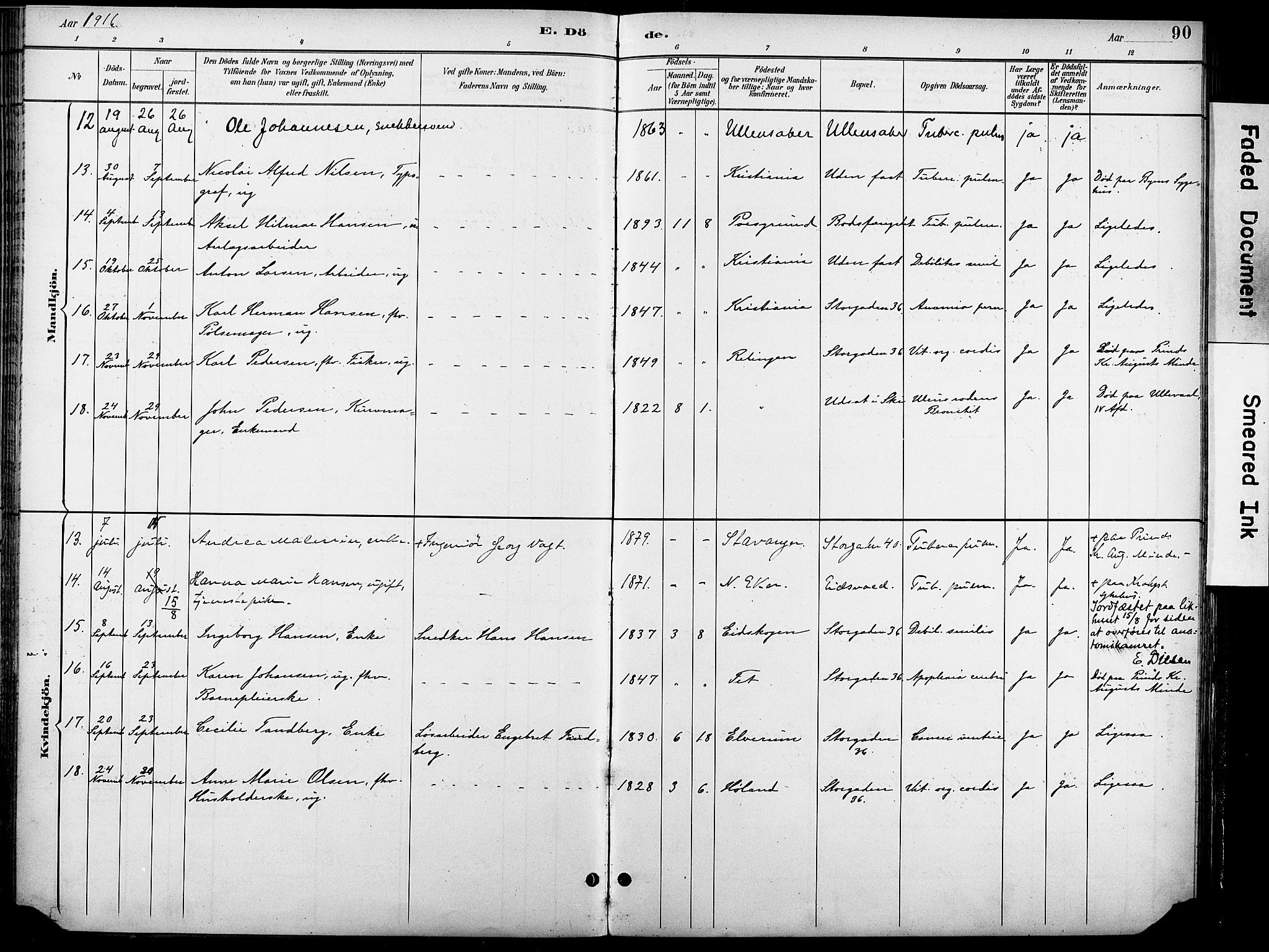 Krohgstøtten sykehusprest Kirkebøker, AV/SAO-A-10854/F/Fa/L0003: Parish register (official) no. 3, 1890-1935, p. 90