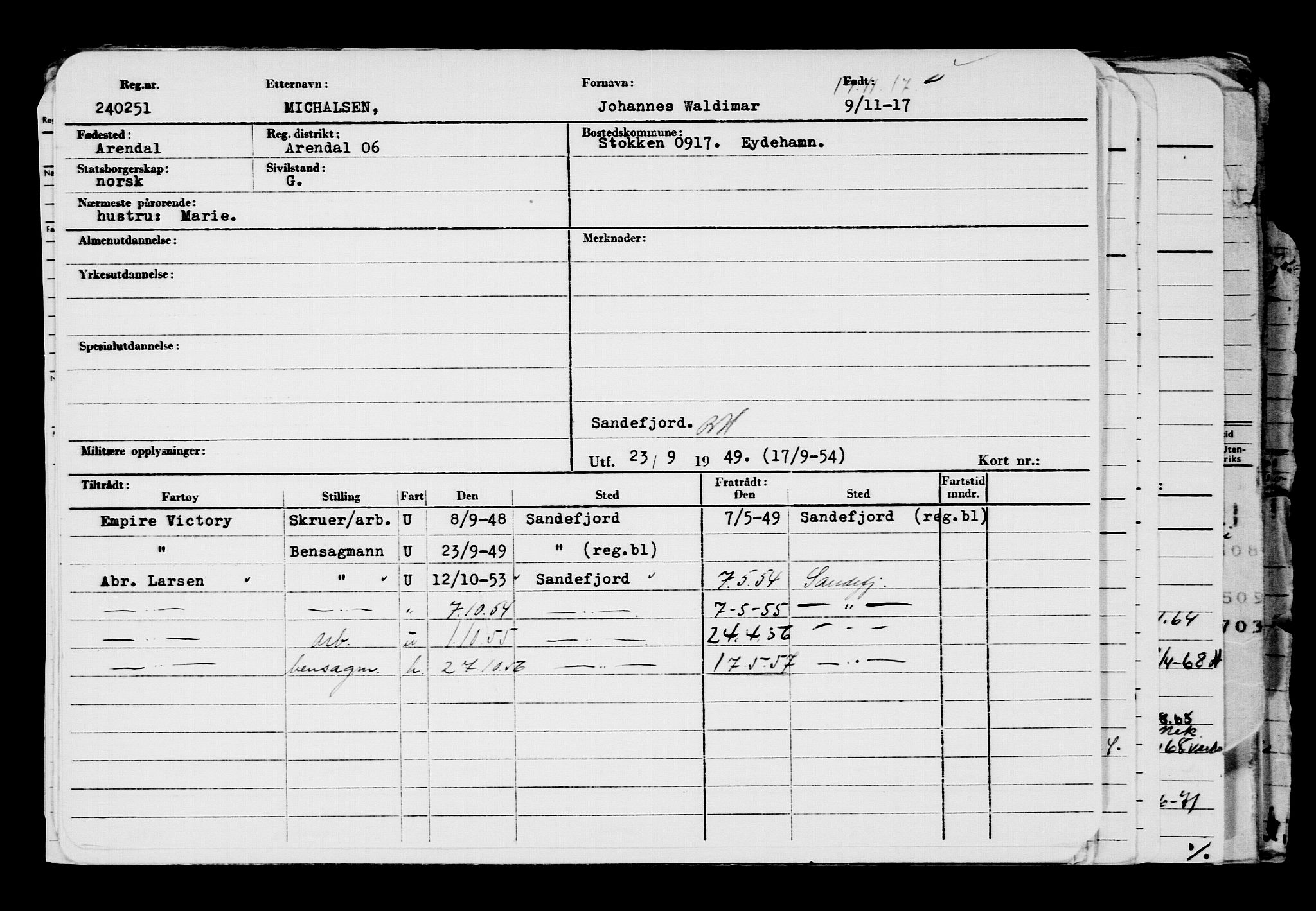 Direktoratet for sjømenn, AV/RA-S-3545/G/Gb/L0153: Hovedkort, 1917, p. 154