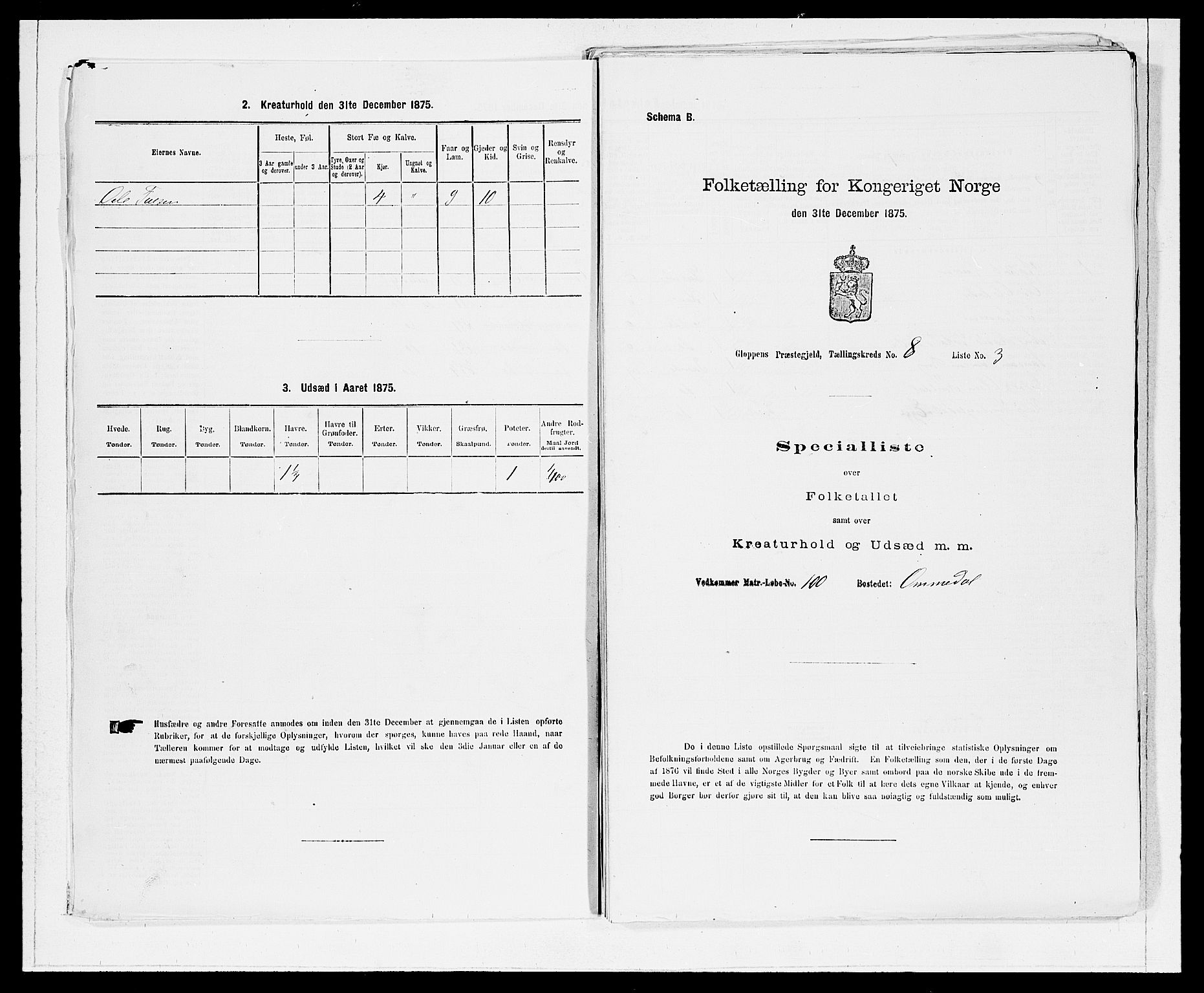 SAB, 1875 Census for 1445P Gloppen, 1875, p. 863