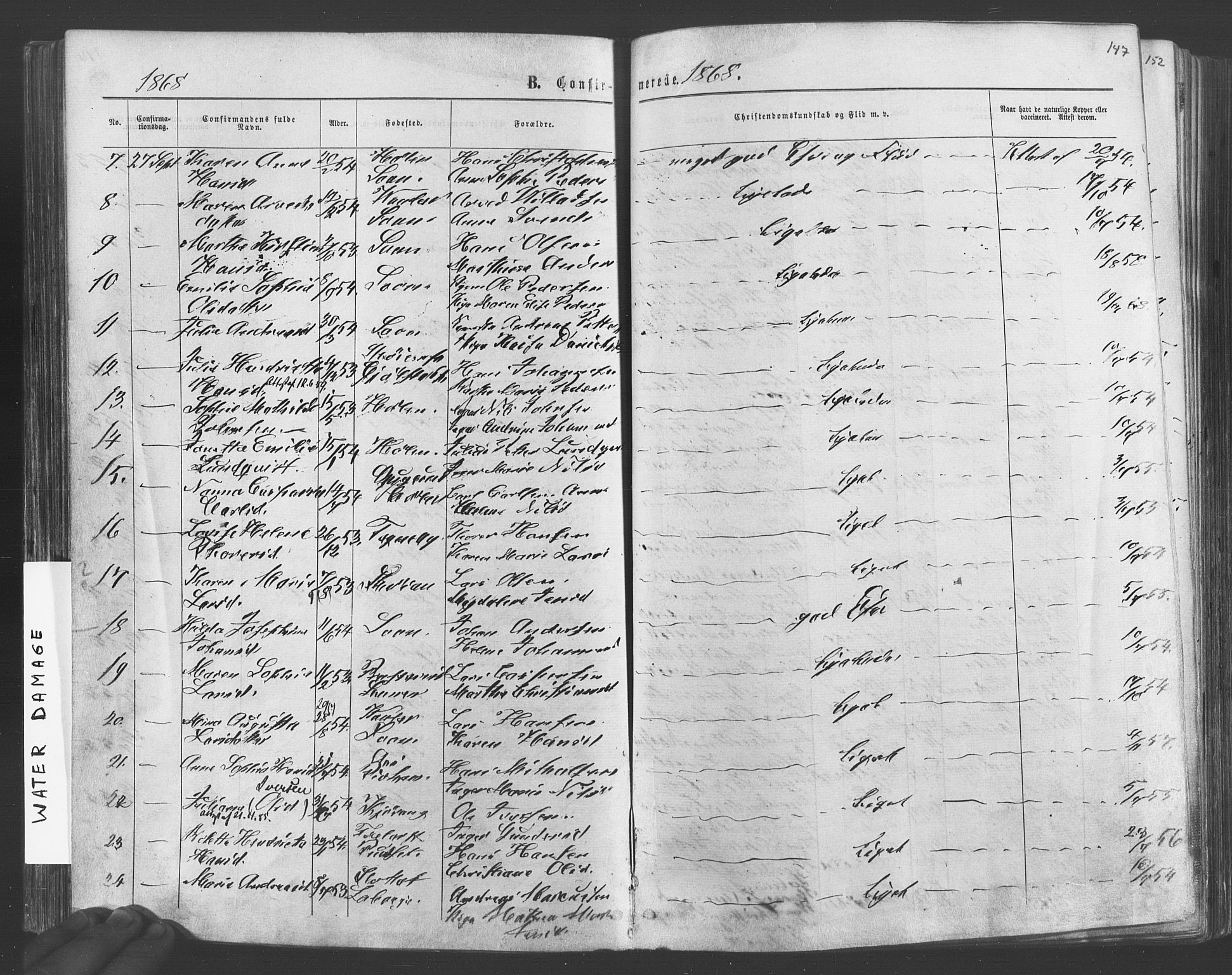 Vestby prestekontor Kirkebøker, AV/SAO-A-10893/F/Fa/L0008: Parish register (official) no. I 8, 1863-1877, p. 147