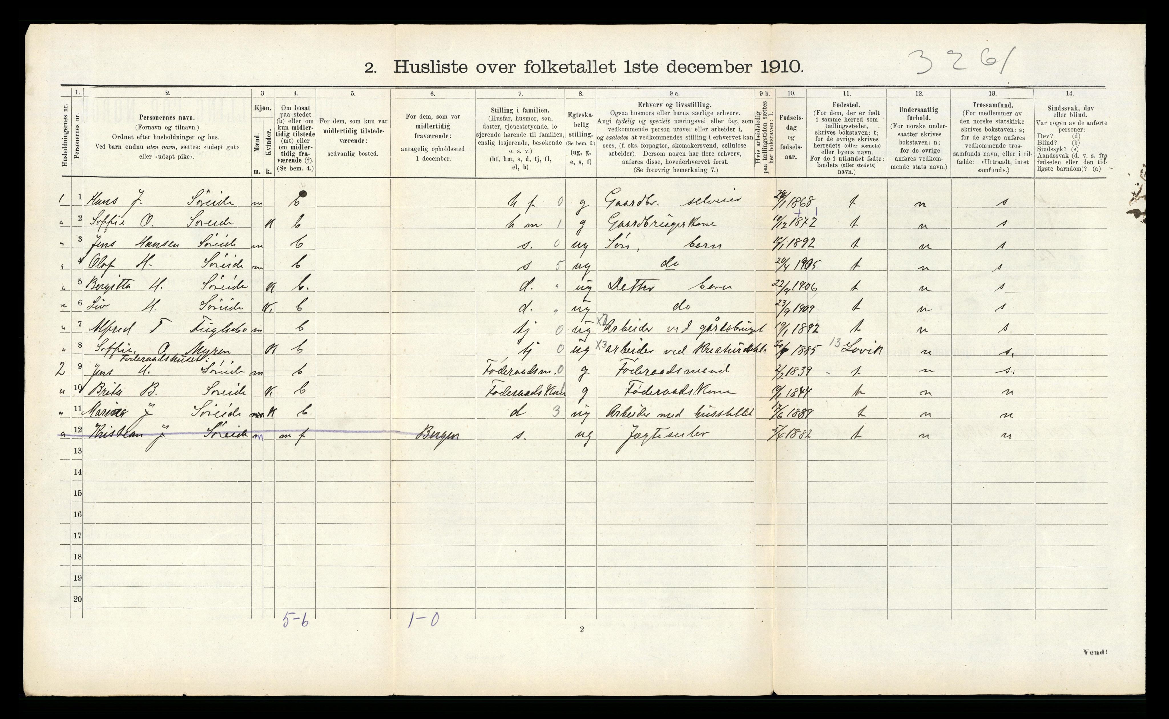 RA, 1910 census for Kyrkjebø, 1910, p. 106