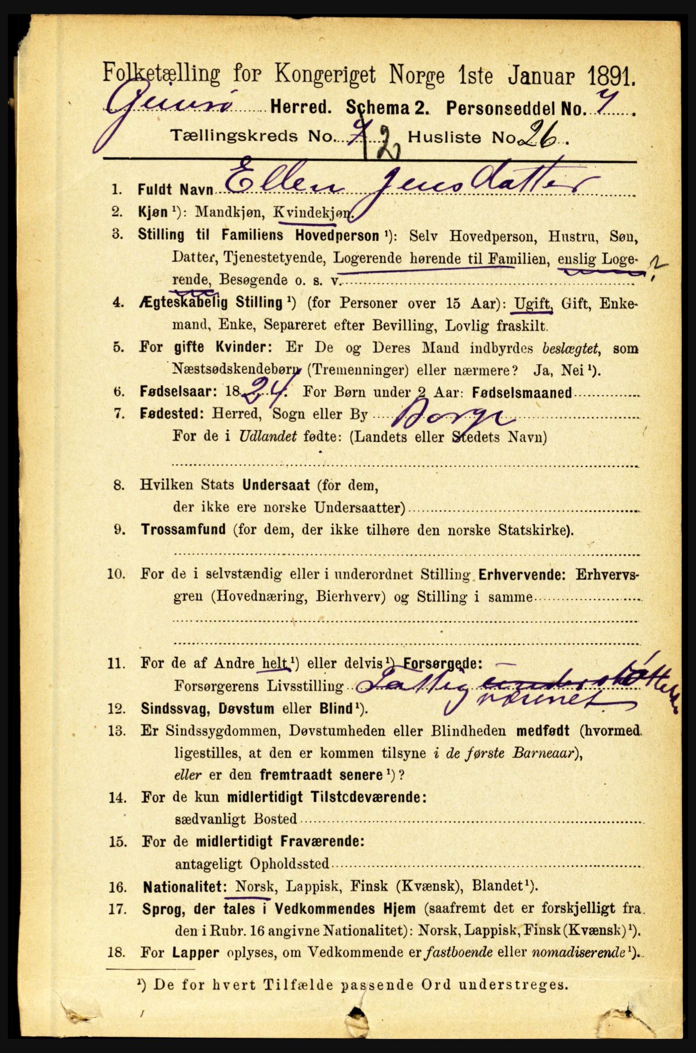 RA, 1891 census for 1864 Gimsøy, 1891, p. 469